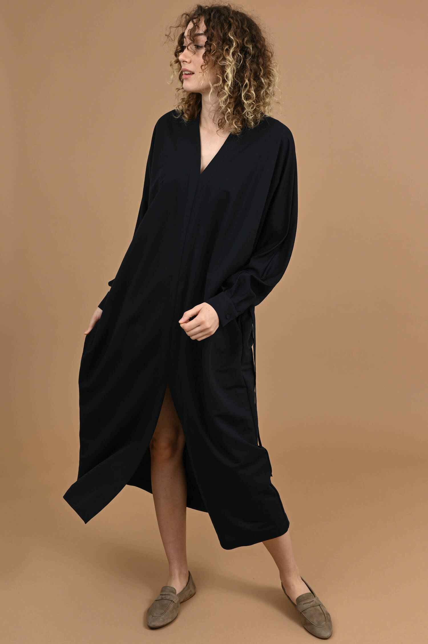 Kimono Schlupfkleid in Navy Blau