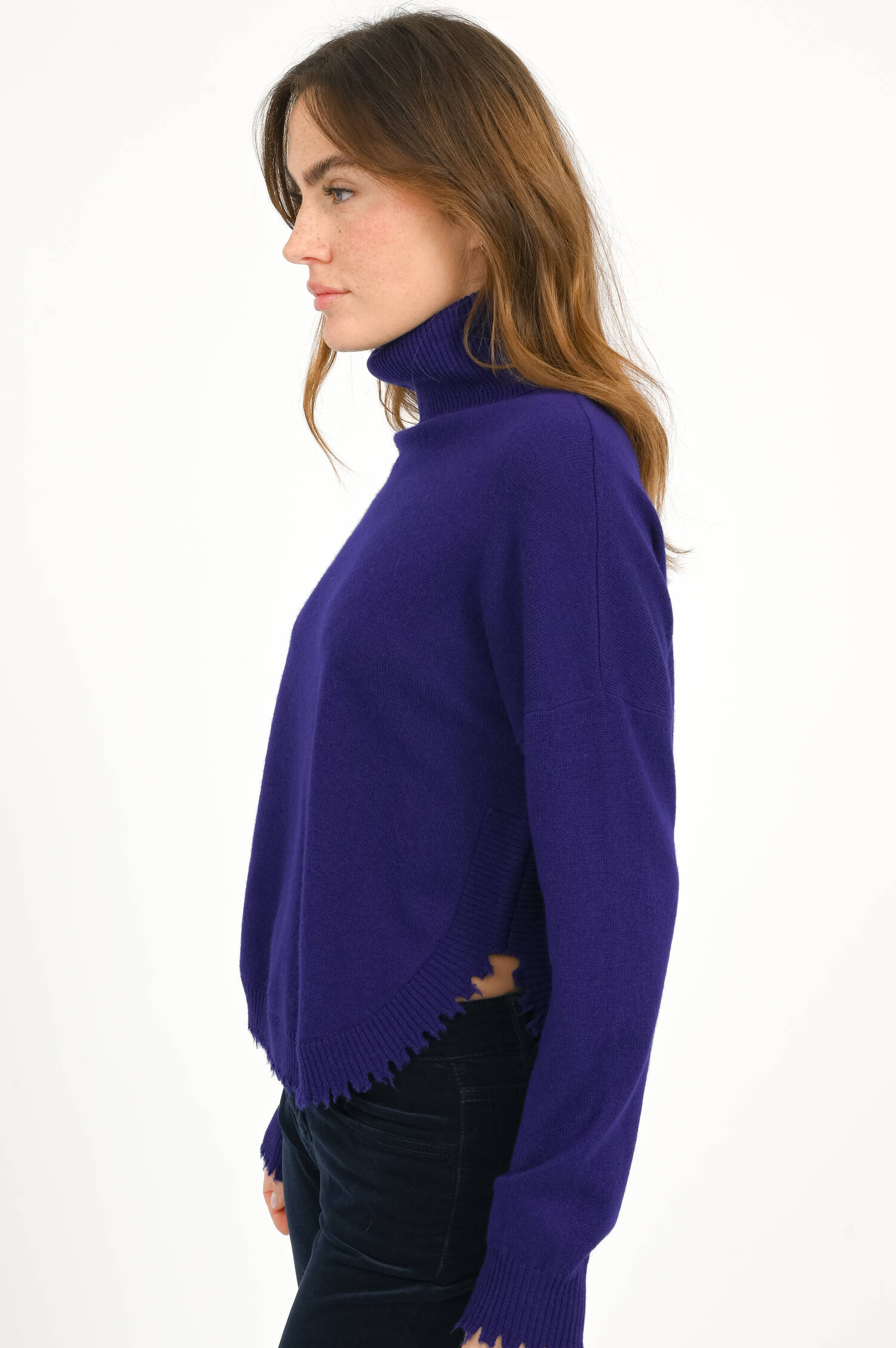 Rollkragenpullover aus Woll-Cash-Mix in Kobaltblau Rollkragenpullover aus Woll-Cash-Mix in Kobaltblau