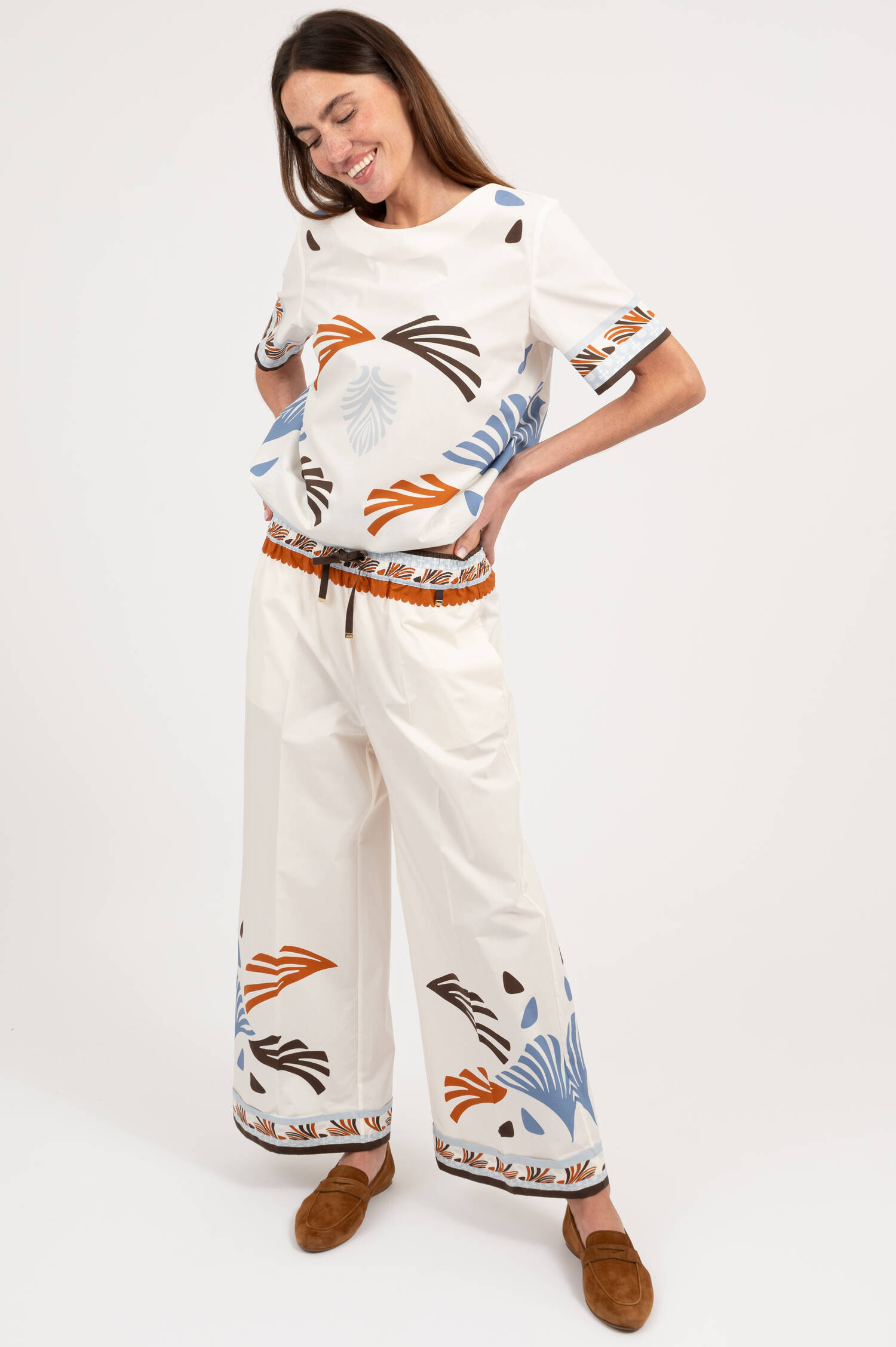 Culotte Hose mit Print in Weiß