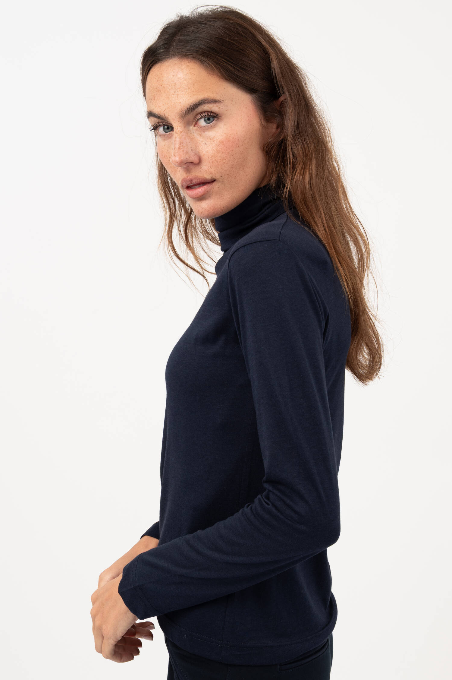 Rollkragen Langarmshirt in Blau Rollkragen Langarmshirt in Blau