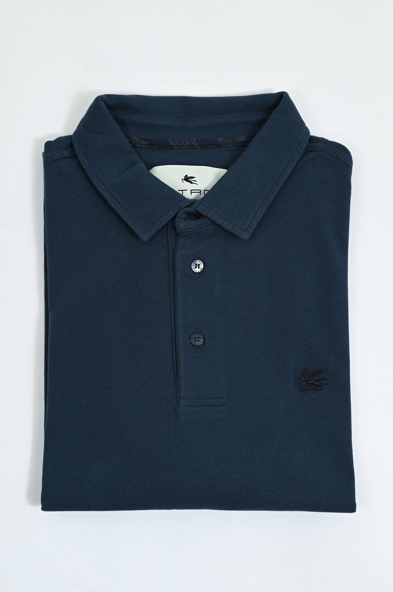 Polo-Shirt mit gemustertem Kragen in Navy