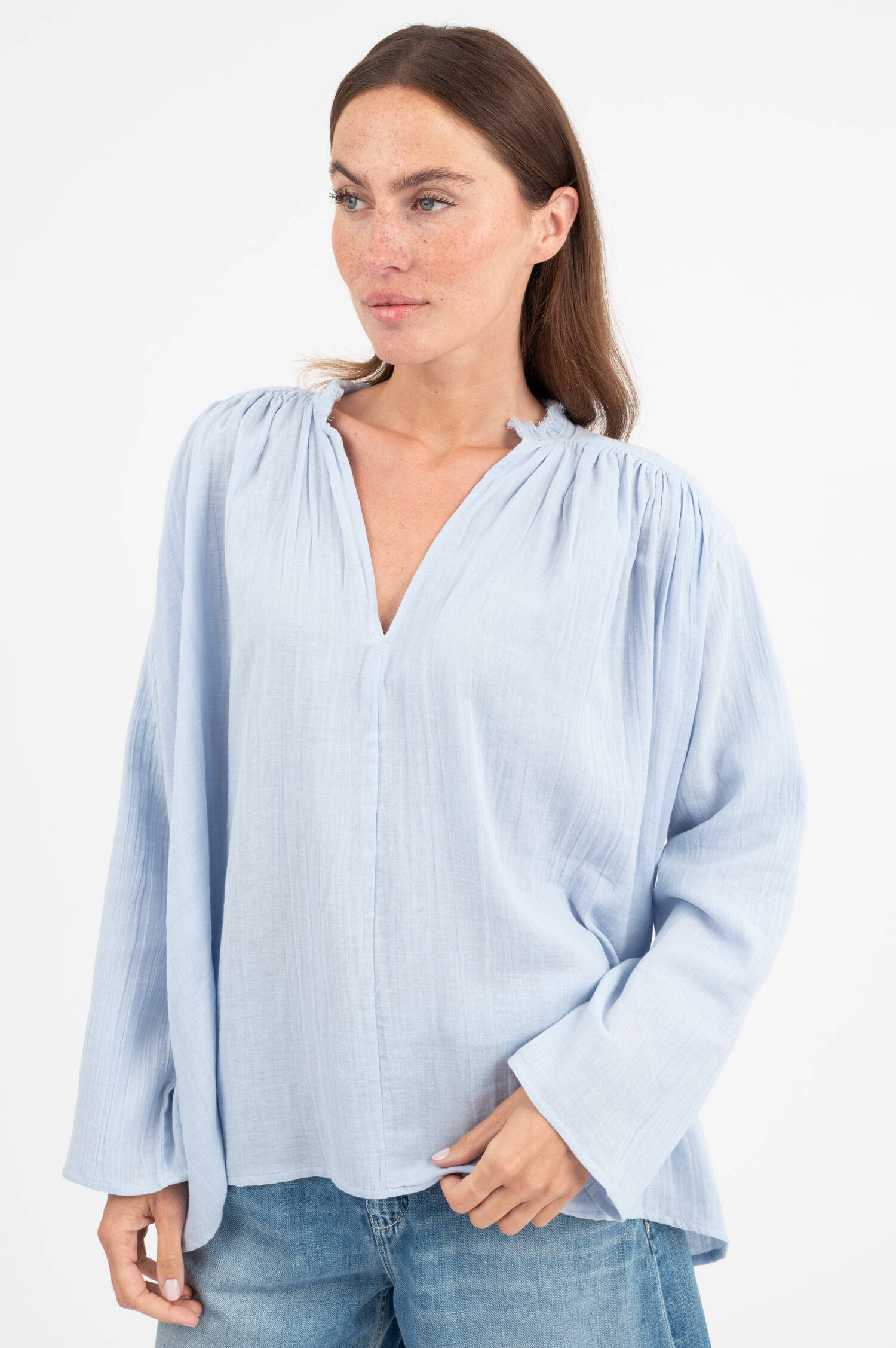 Musselin Bluse SENCHA in Hellblau