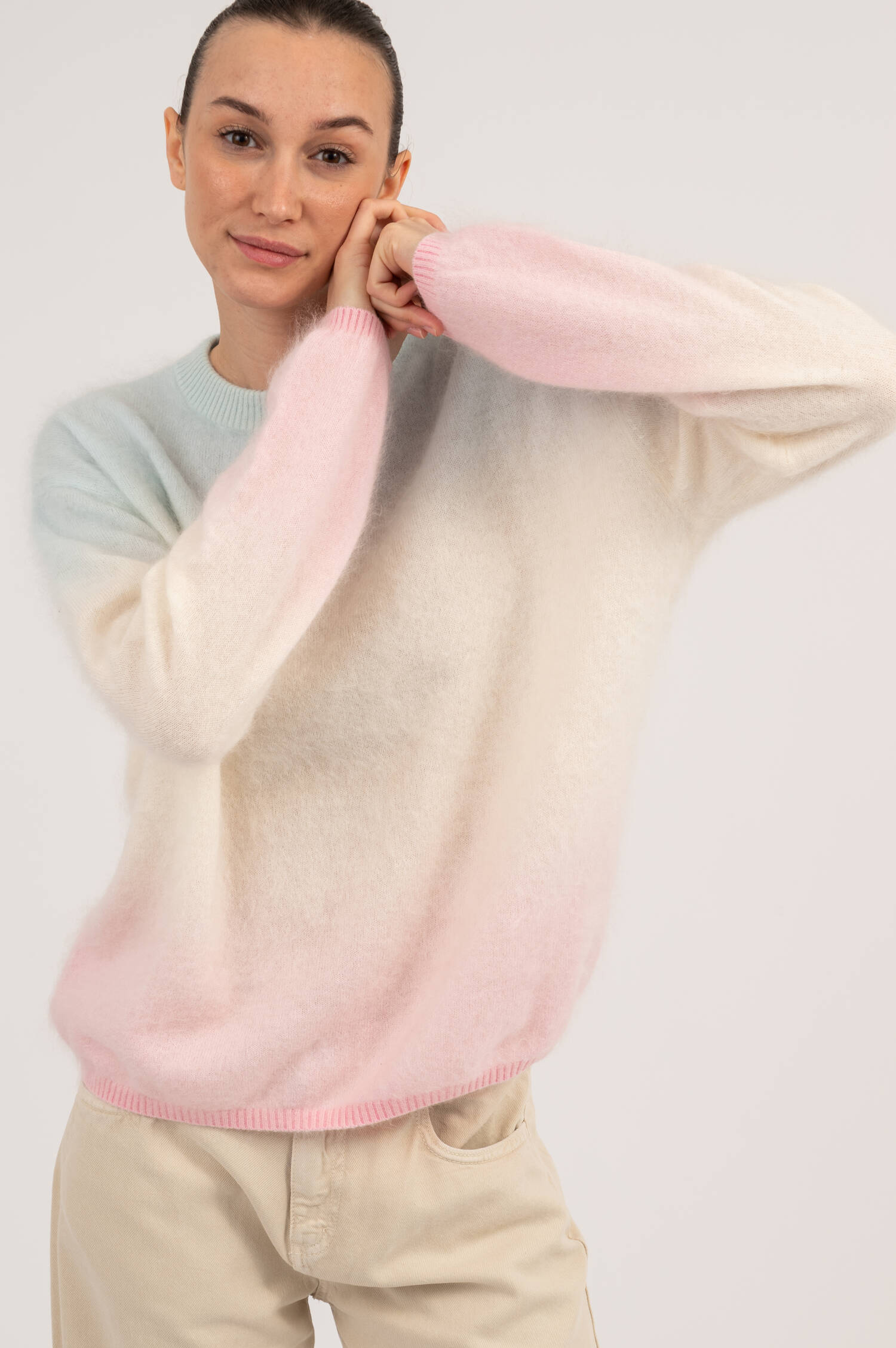 Hairy Cashmere-Woll Pullover BARBIE in Multicolor