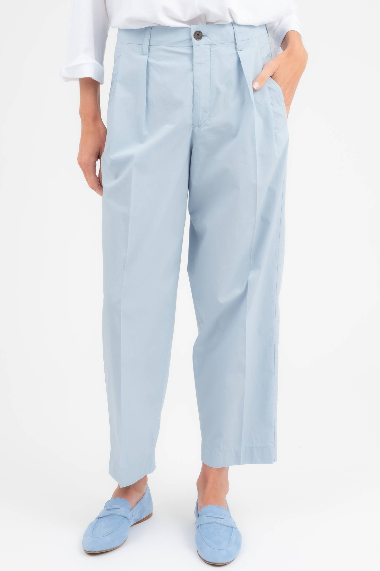 Popelin Hose RUTHY in Hellblau