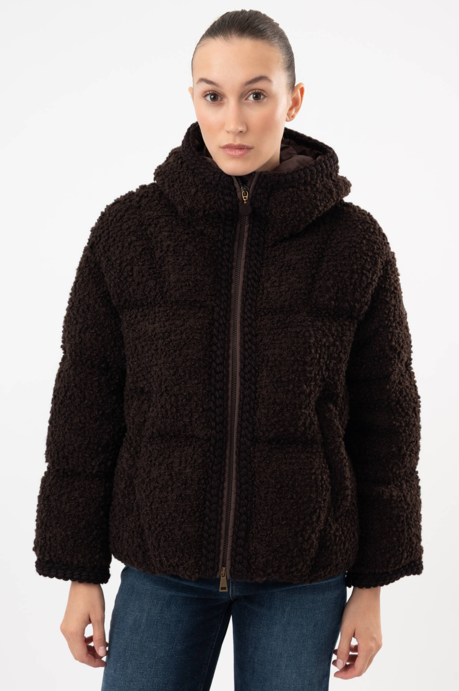 Bouclé-Daunensteppjacke CRISTALLIN in Braun