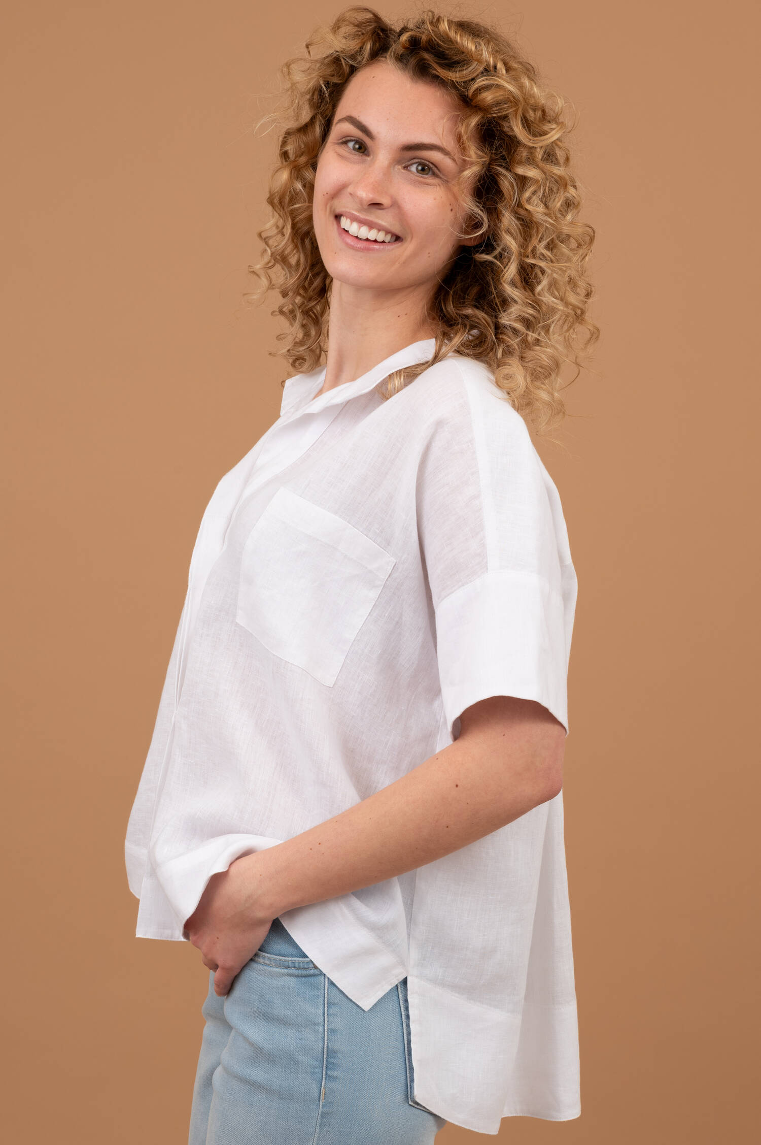Leinenbluse in Weiß