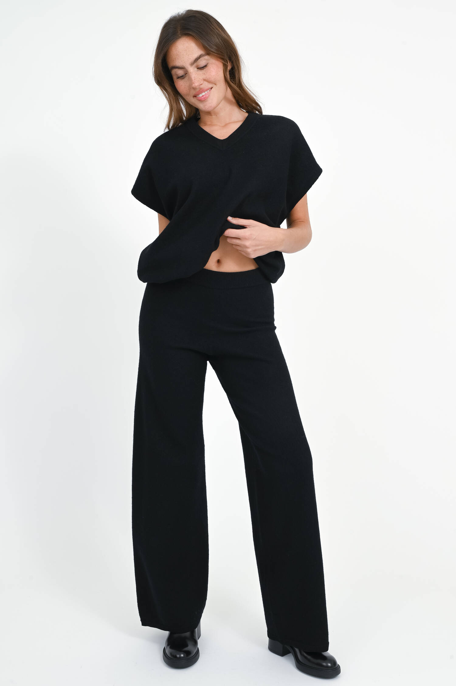 Wollhose mit elastischem Bund in Schwarz