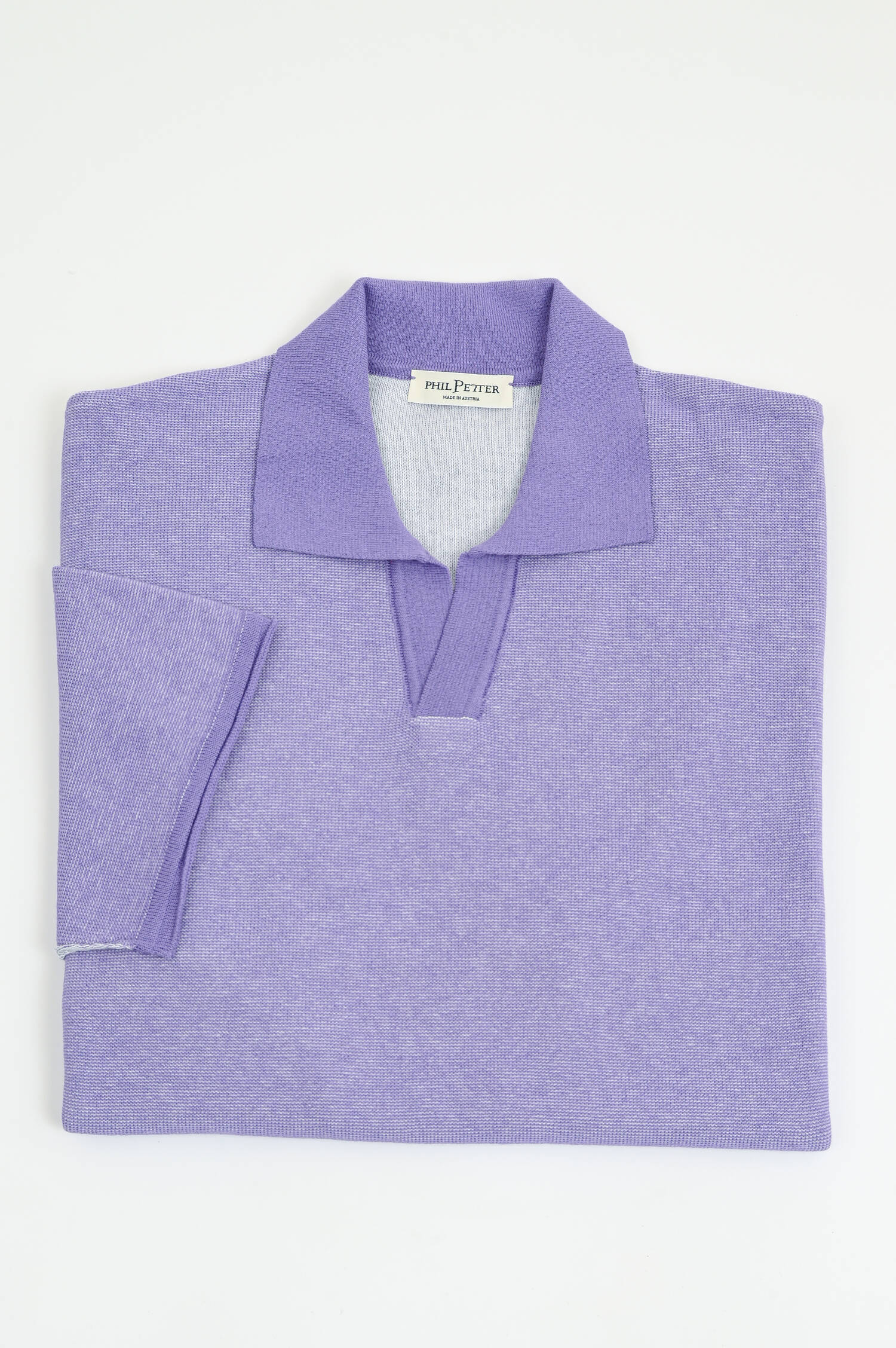 Poloshirt aus Baumwolle in Lila meliert