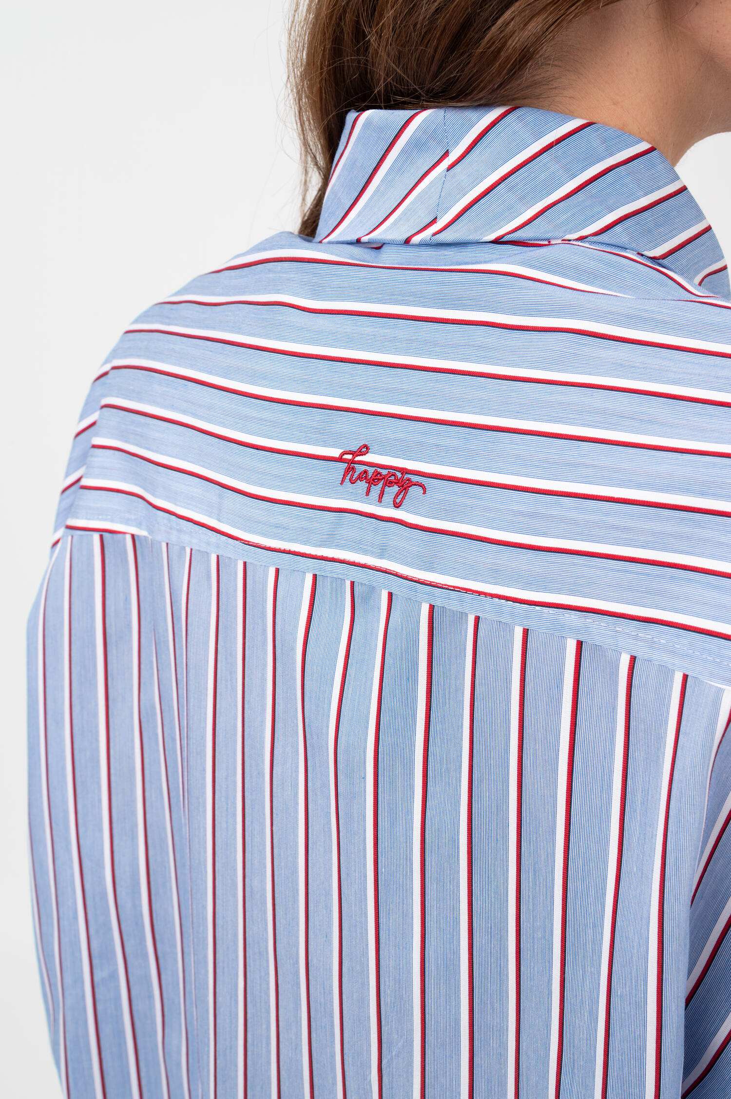 Bluse DREAM mit Schluppe in Blau/Weiß/Rot Bluse DREAM mit Schluppe in Blau/Weiß/Rot