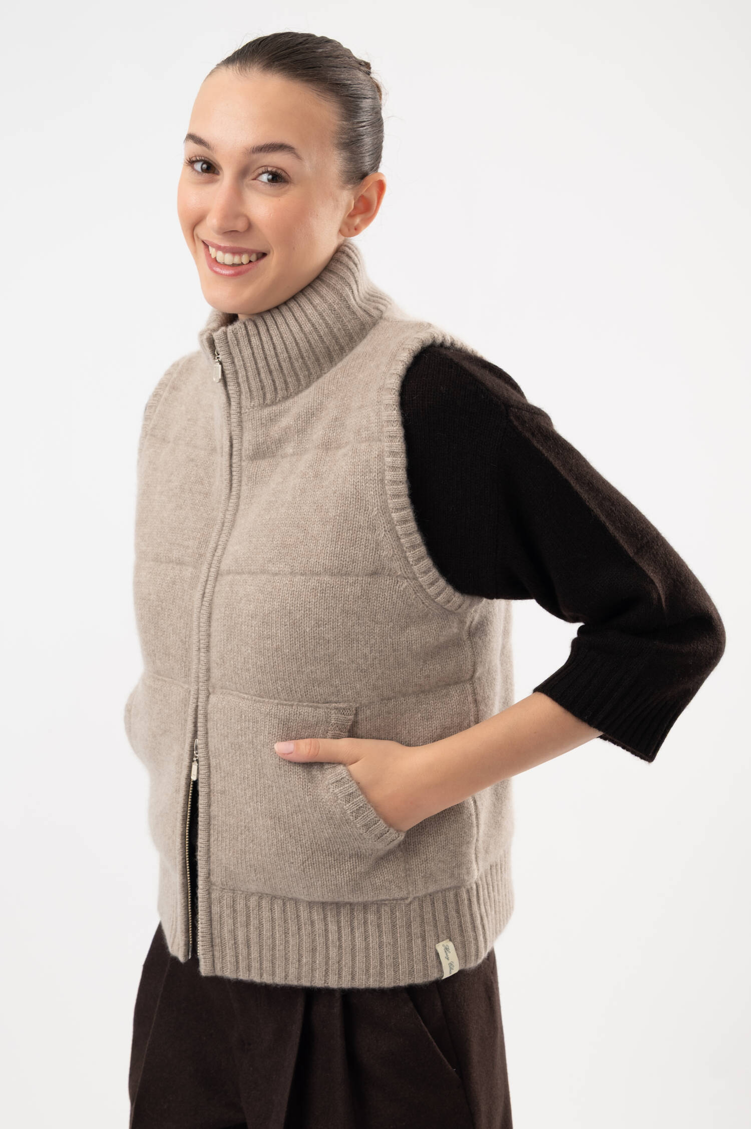 Cashmere-Gilet in Beige