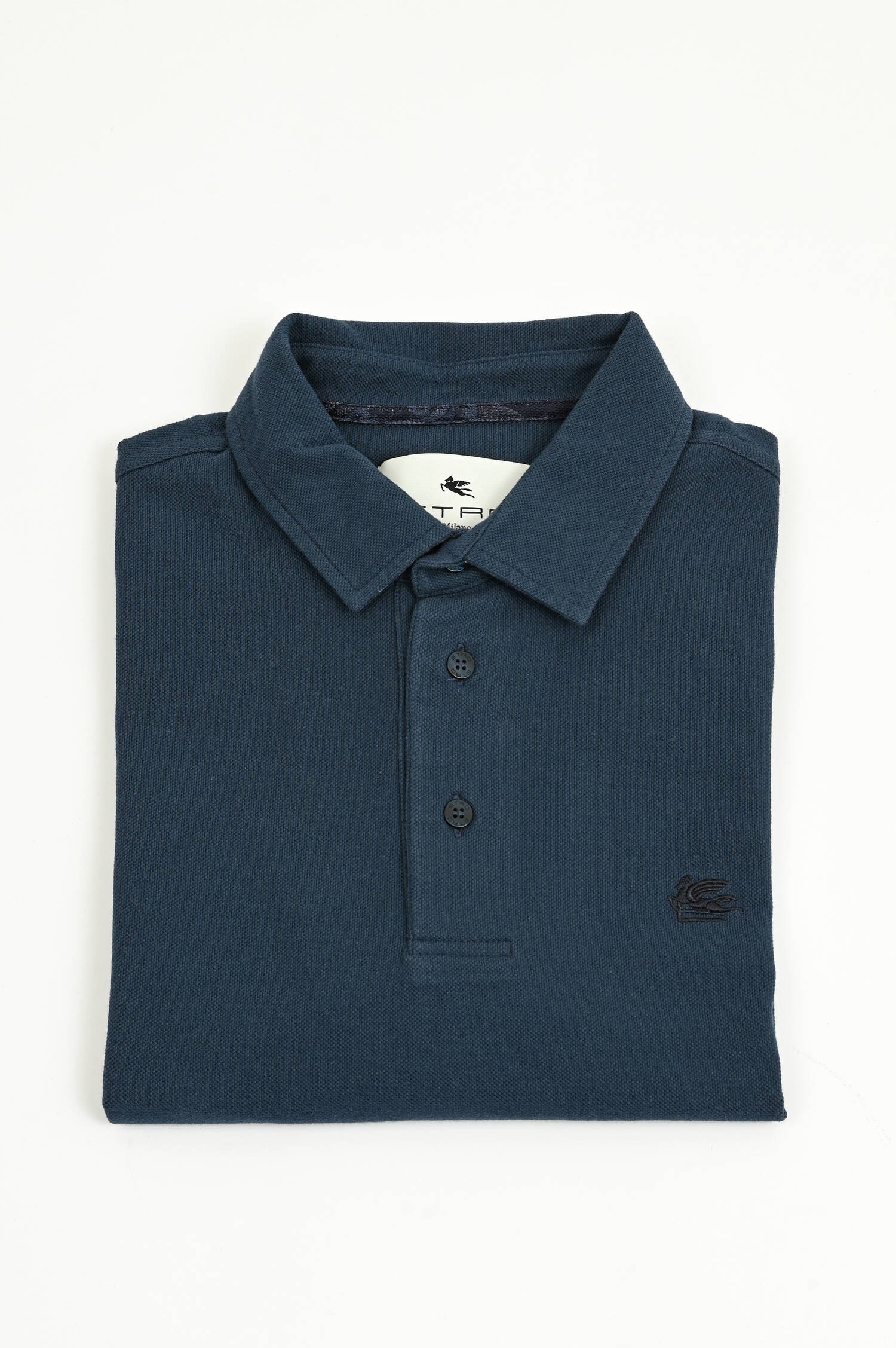  Kurzarm-Polo mit gemustertem Kragen in Dunkelblau