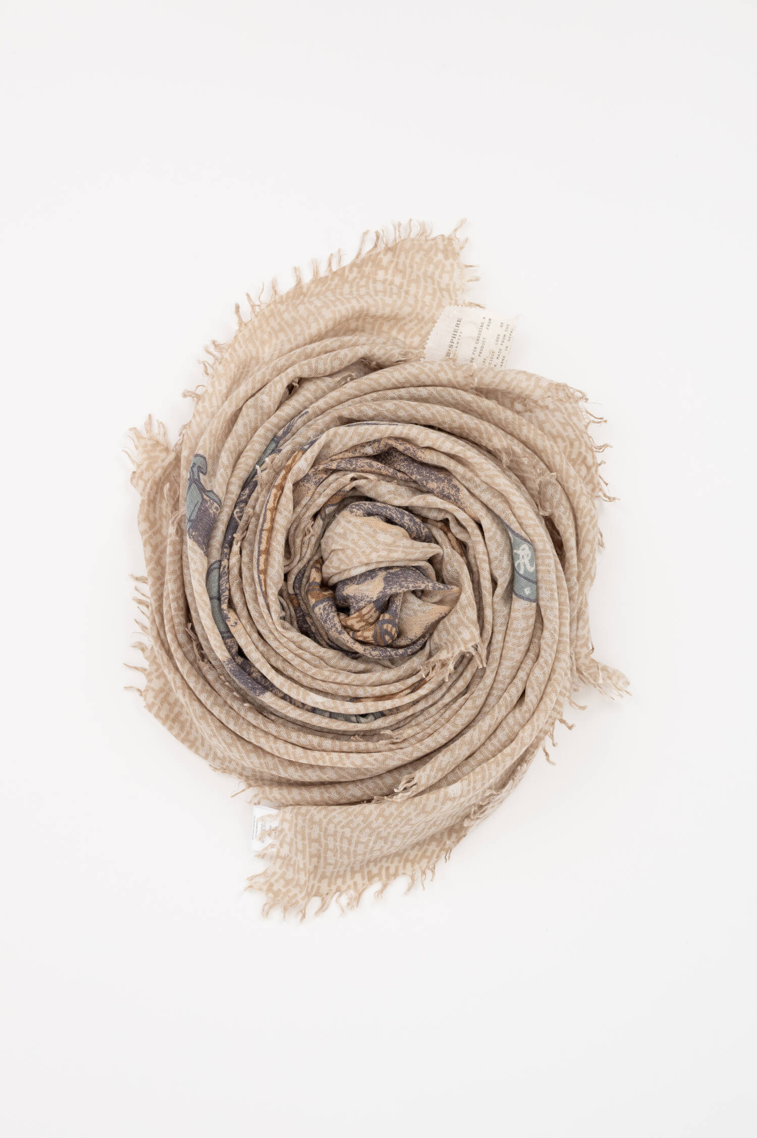 Cashmere-Mix-Schal mit Alpaka-Print in Braun/Blau Cashmere-Mix-Schal mit Alpaka-Print in Braun/Blau