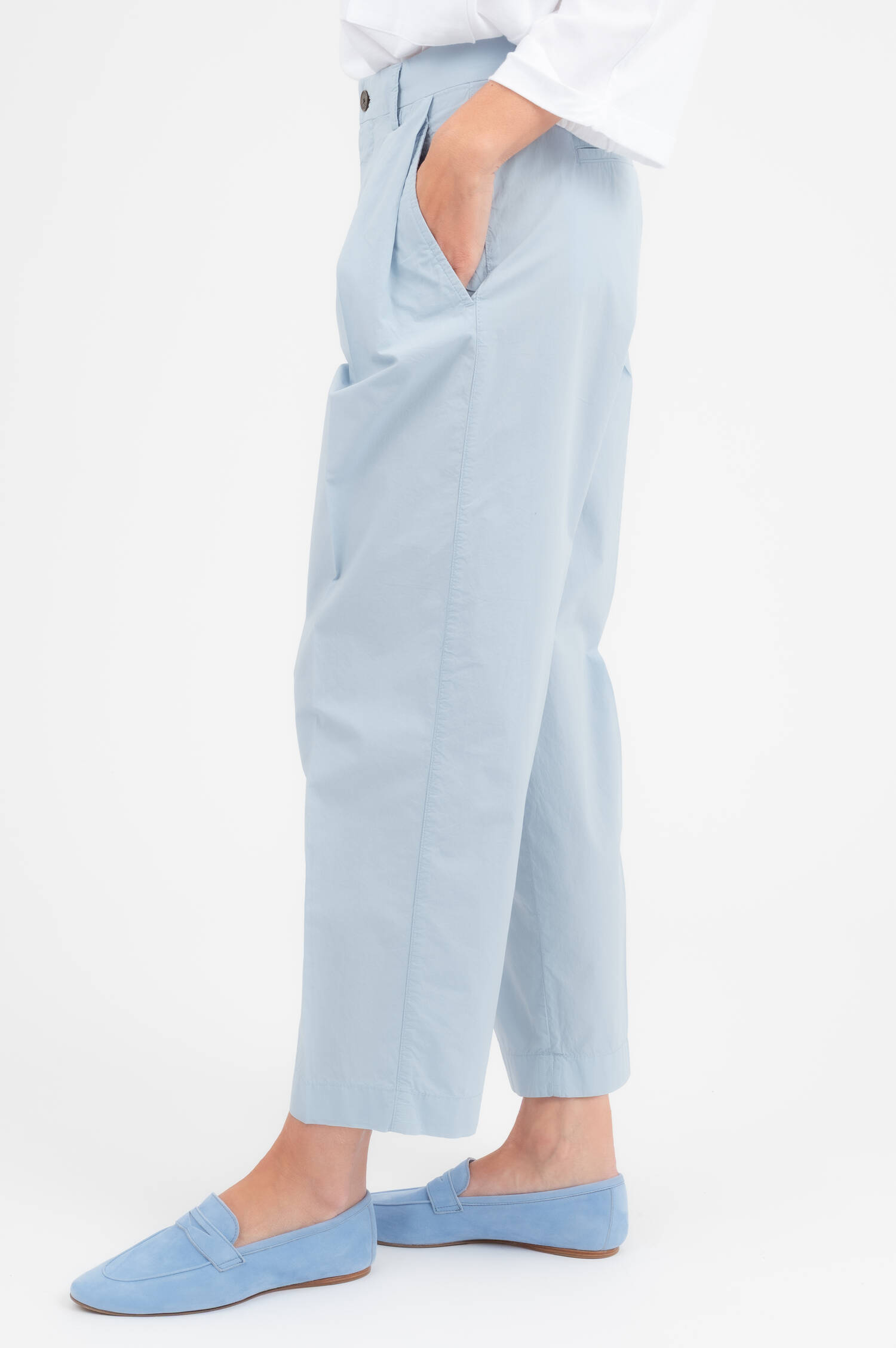 Popelin Hose RUTHY in Hellblau