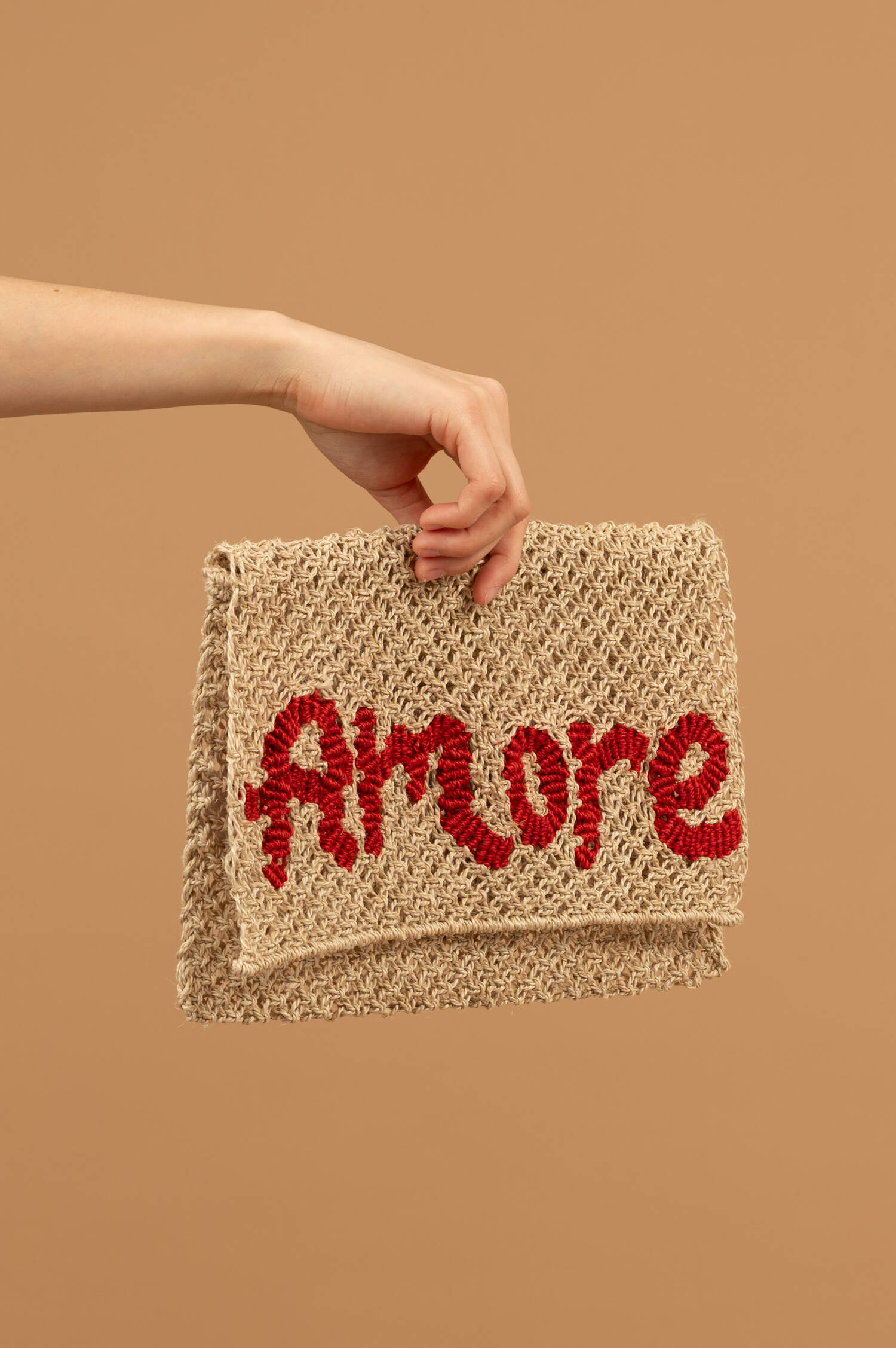 Clutch MILLY AMORE in Natur/Rot