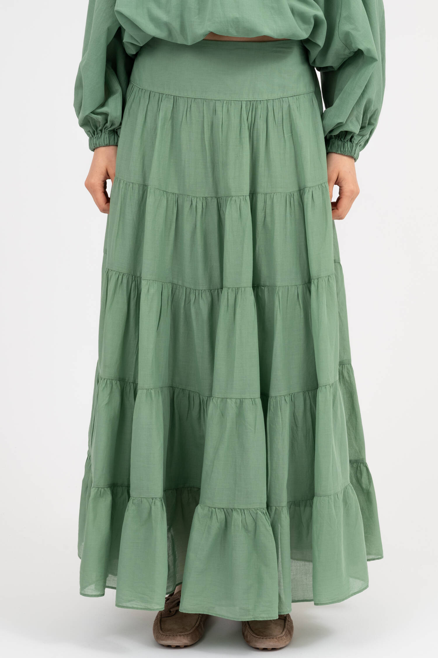 Stufenschlupfrock in Salbeigrün