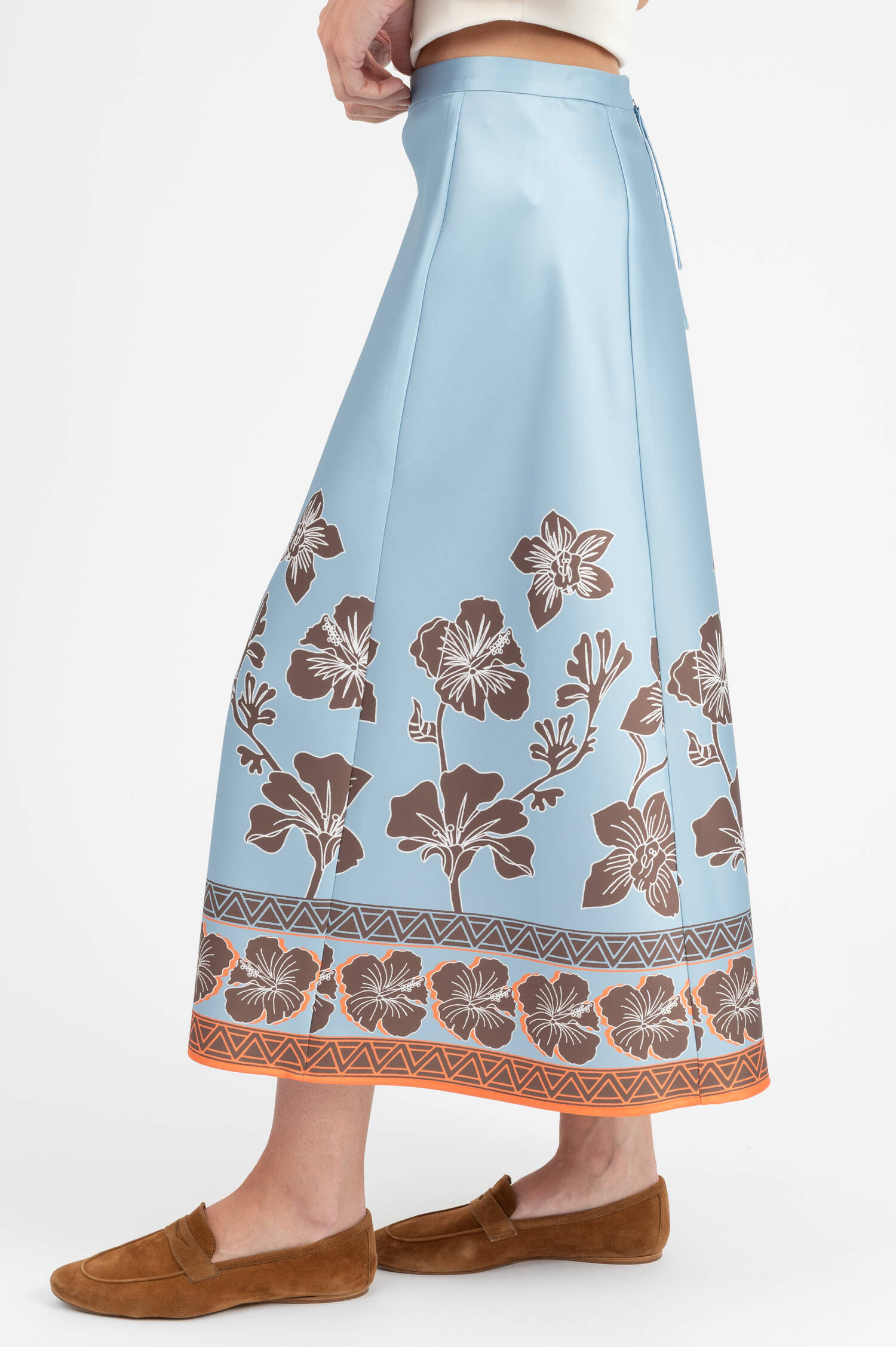 Rock mit Print in Hellblau