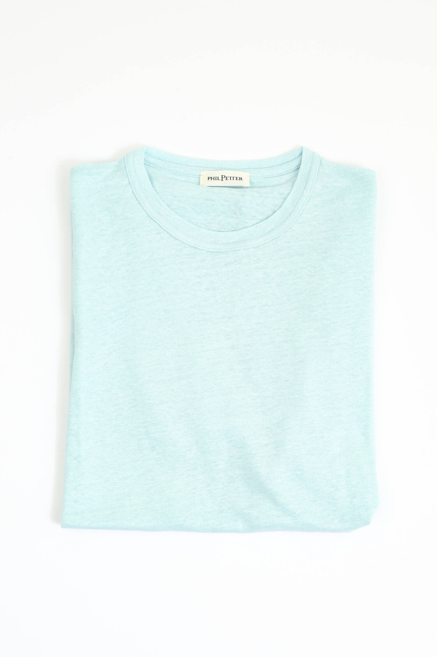 Kurzarm-Shirt aus Leinen in Türkis