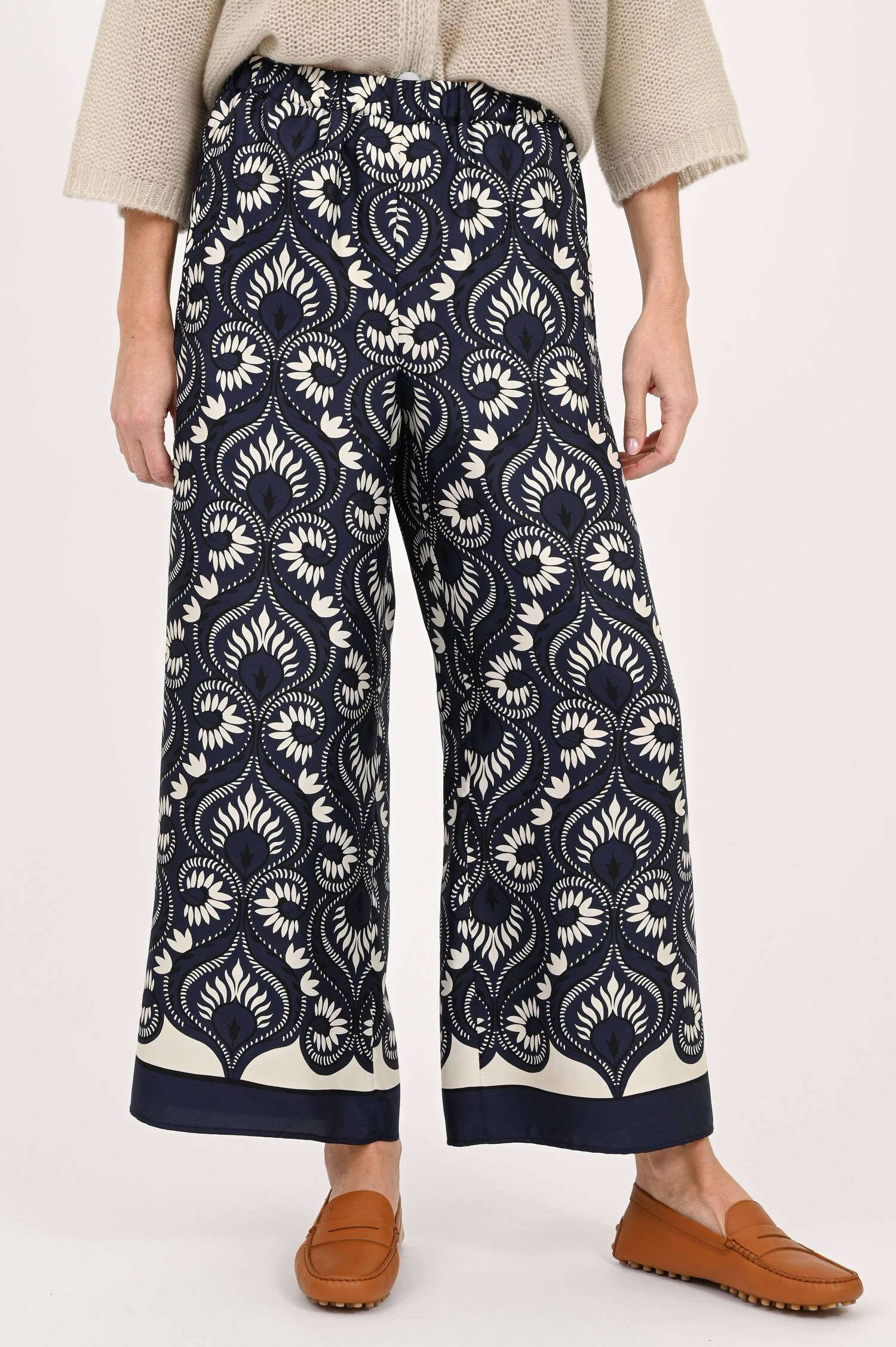 Seidenhose OTTICO mit verkürzter Passform in Blue