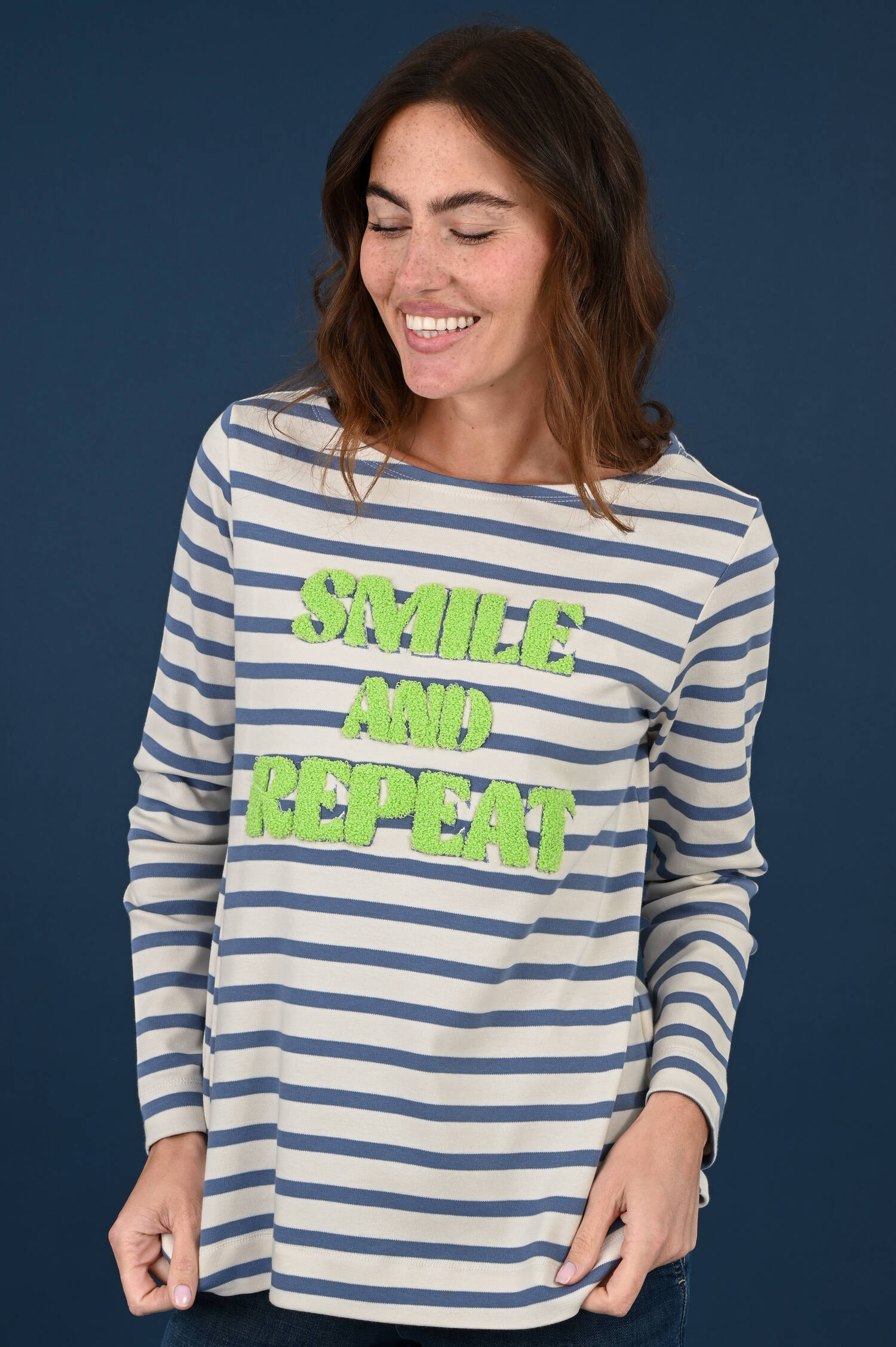 Langarm Ringel T-Shirt in Blau/Weiß Langarm Ringel T-Shirt in Blau/Weiß