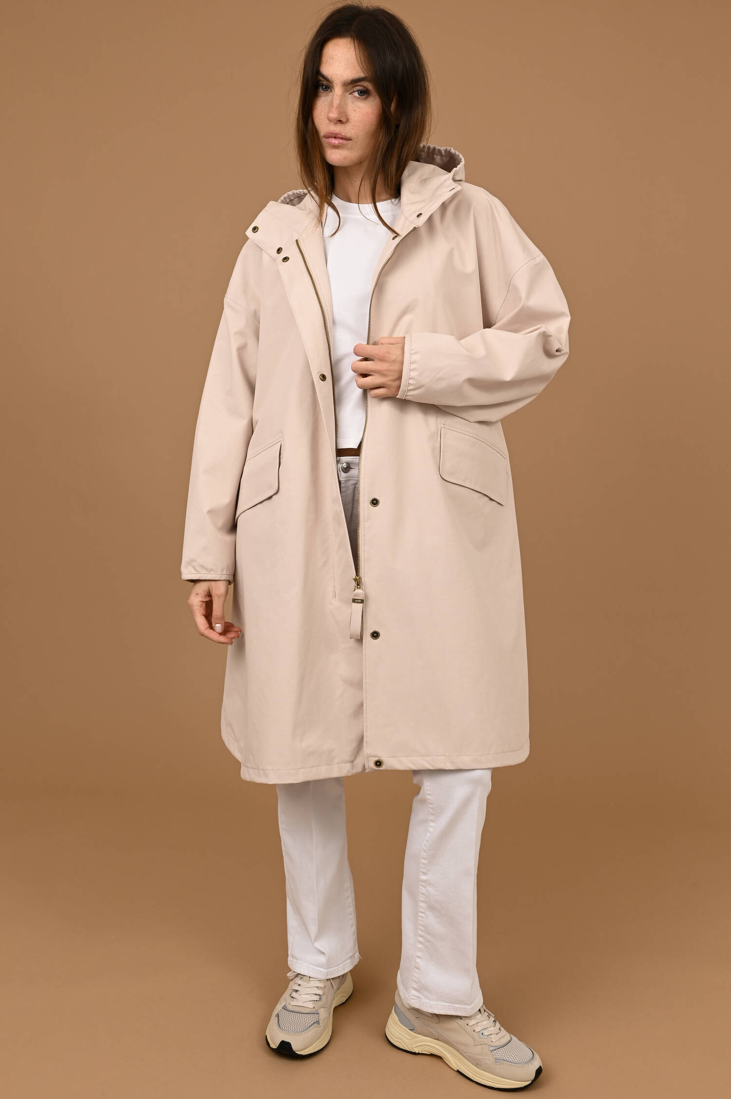 Kapuzenmantel NORA in Pastellaprikot