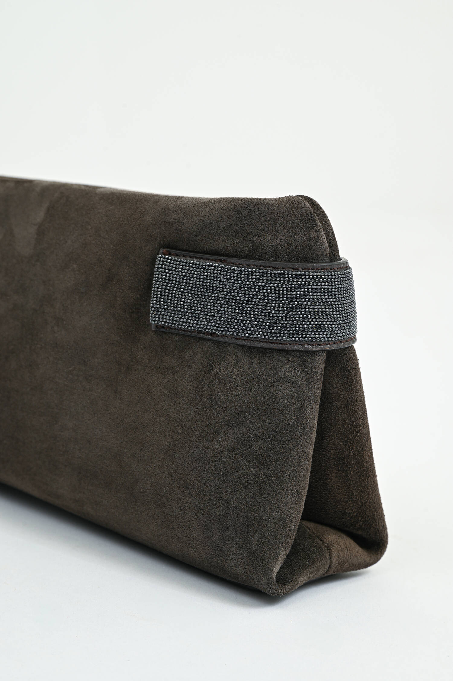 Clutch mit Molini-Perlen in Dunkelbraun