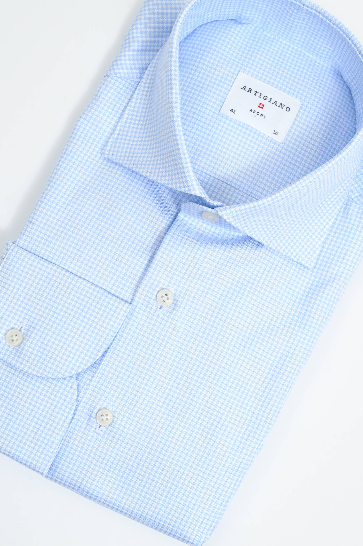 Pepita Hemd aus Baumwolle in Hellblau/Weiß