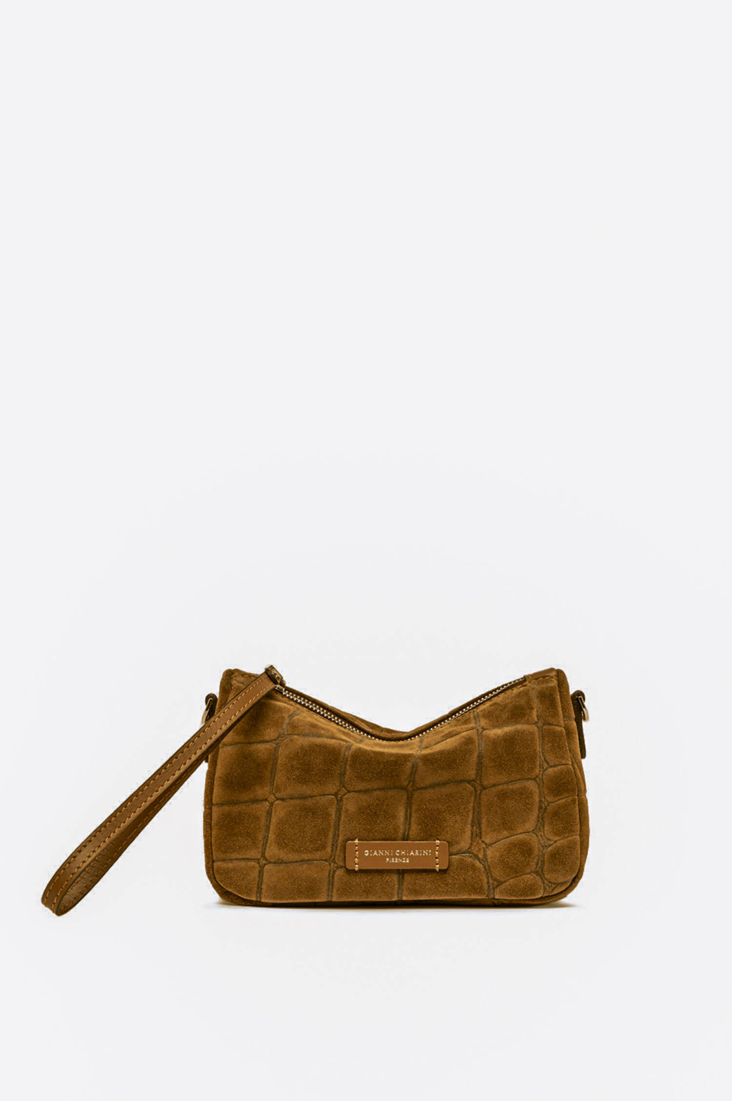 Kroko-Velourleder-Pouch NORA SMALL in Camel Kroko-Velourleder-Pouch NORA SMALL in Camel