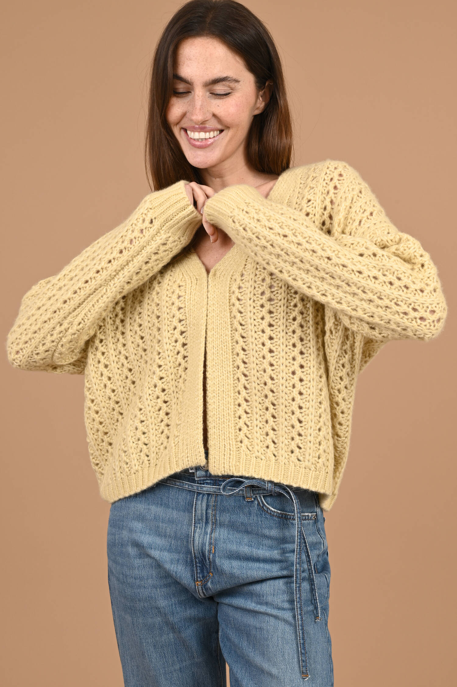 Lochstrickweste COTTO aus Cashmere Mix in Limone Lochstrickweste COTTO aus Cashmere Mix in Limone