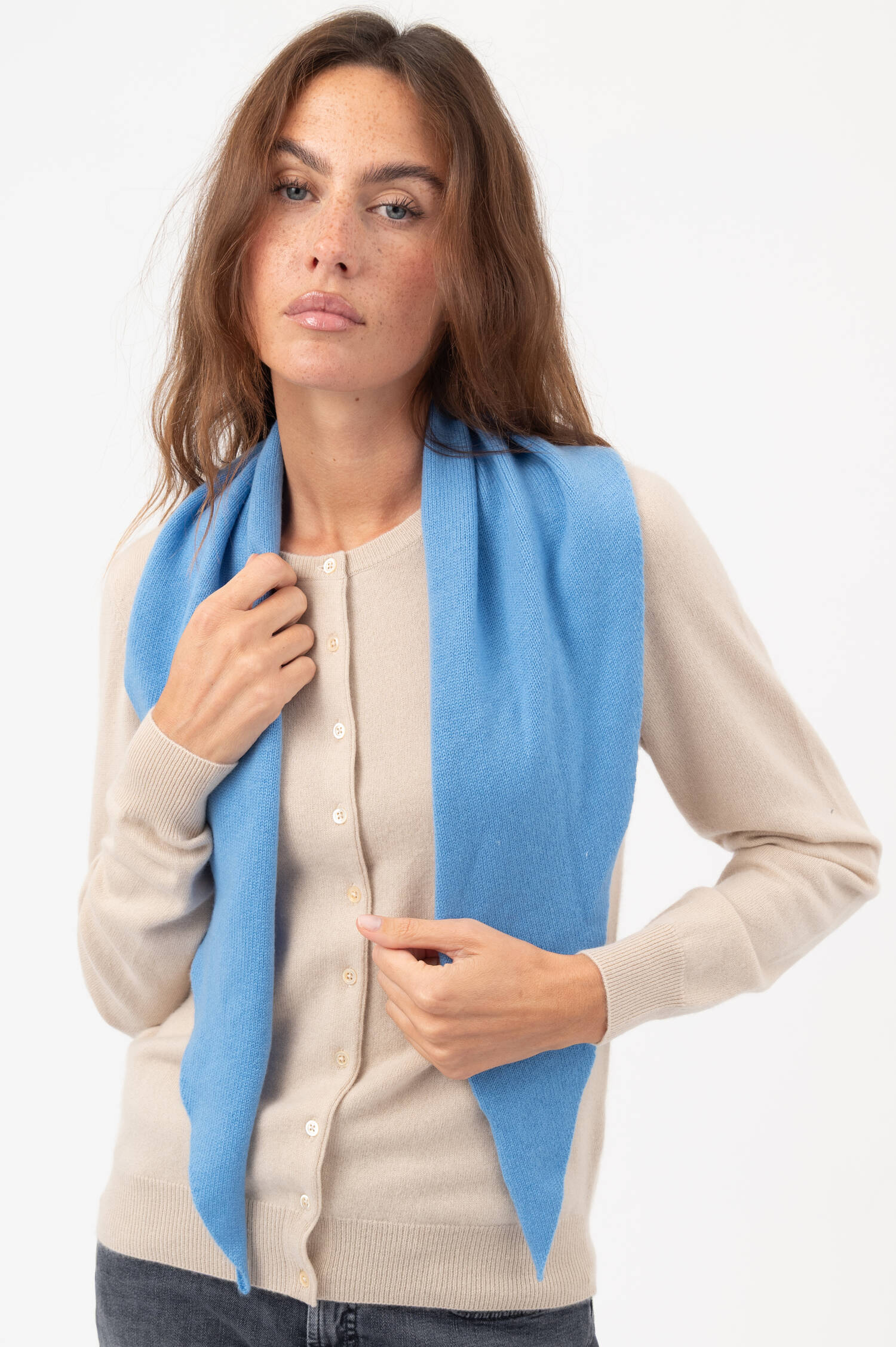 Cashmere Dreieckstuch FLORIANNE in Blau
