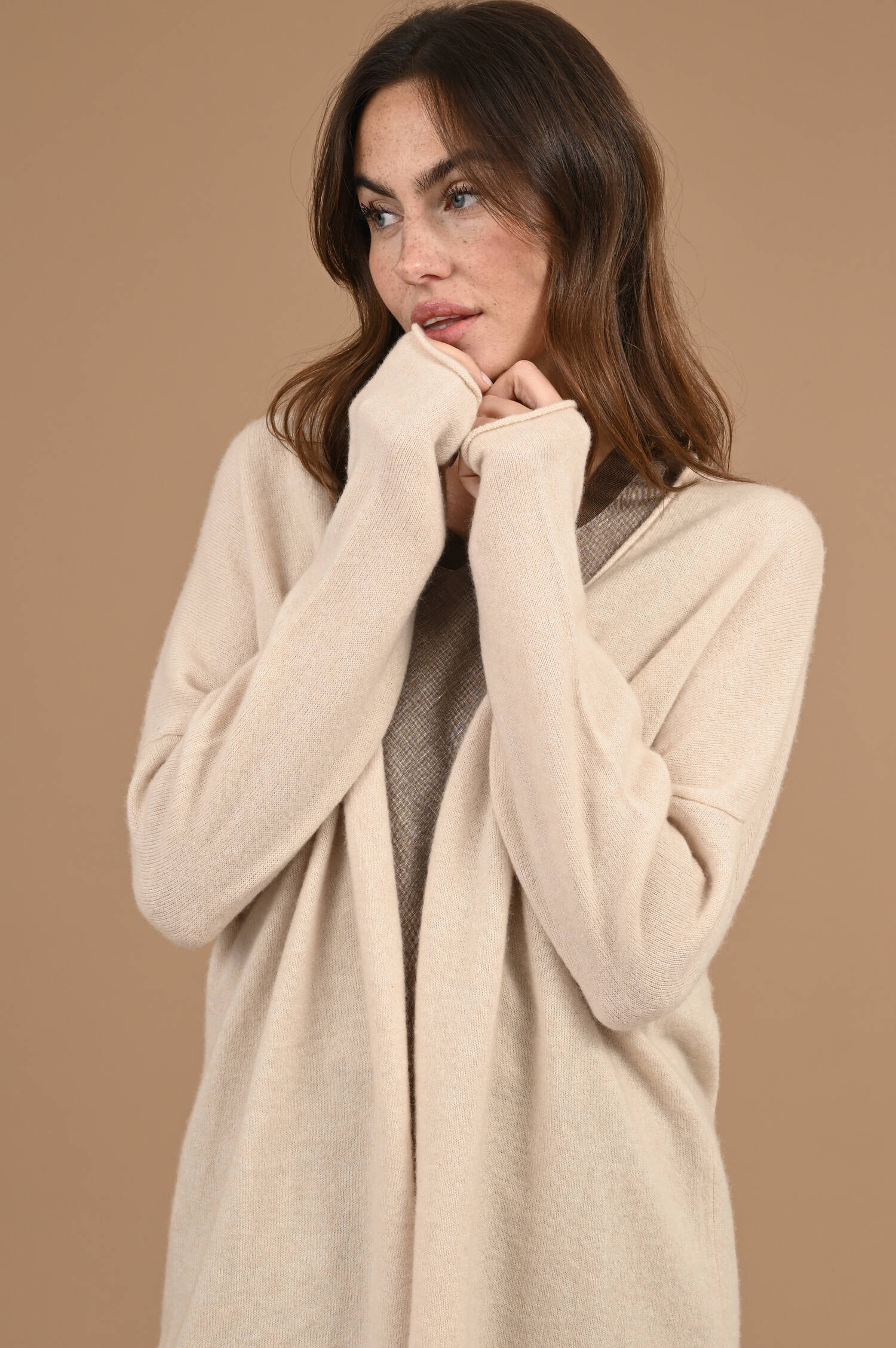 Cardigan aus Cashmeremix in Beige