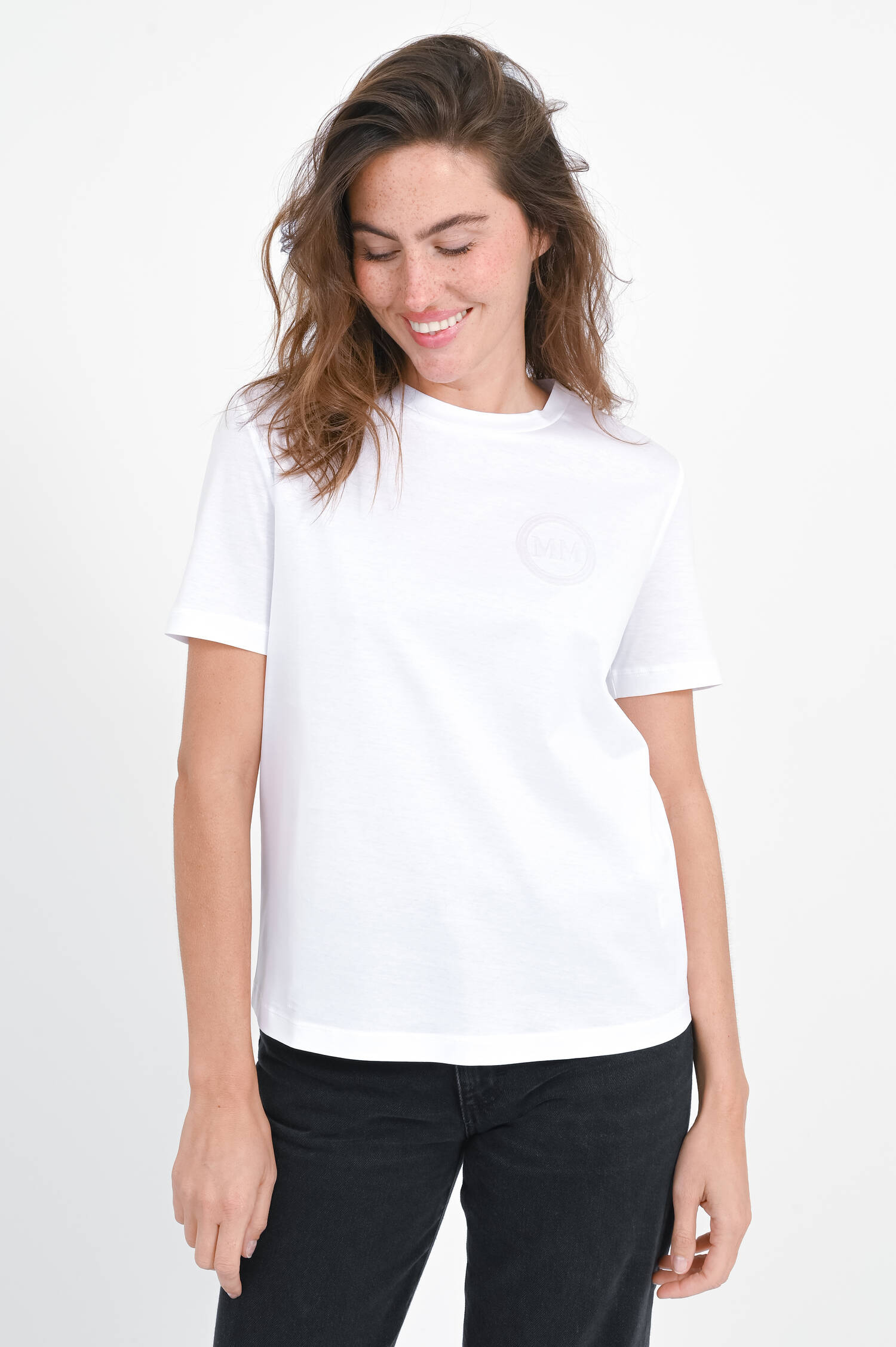 T-Shirt GATTONI mit Logo-Detail in Weiß