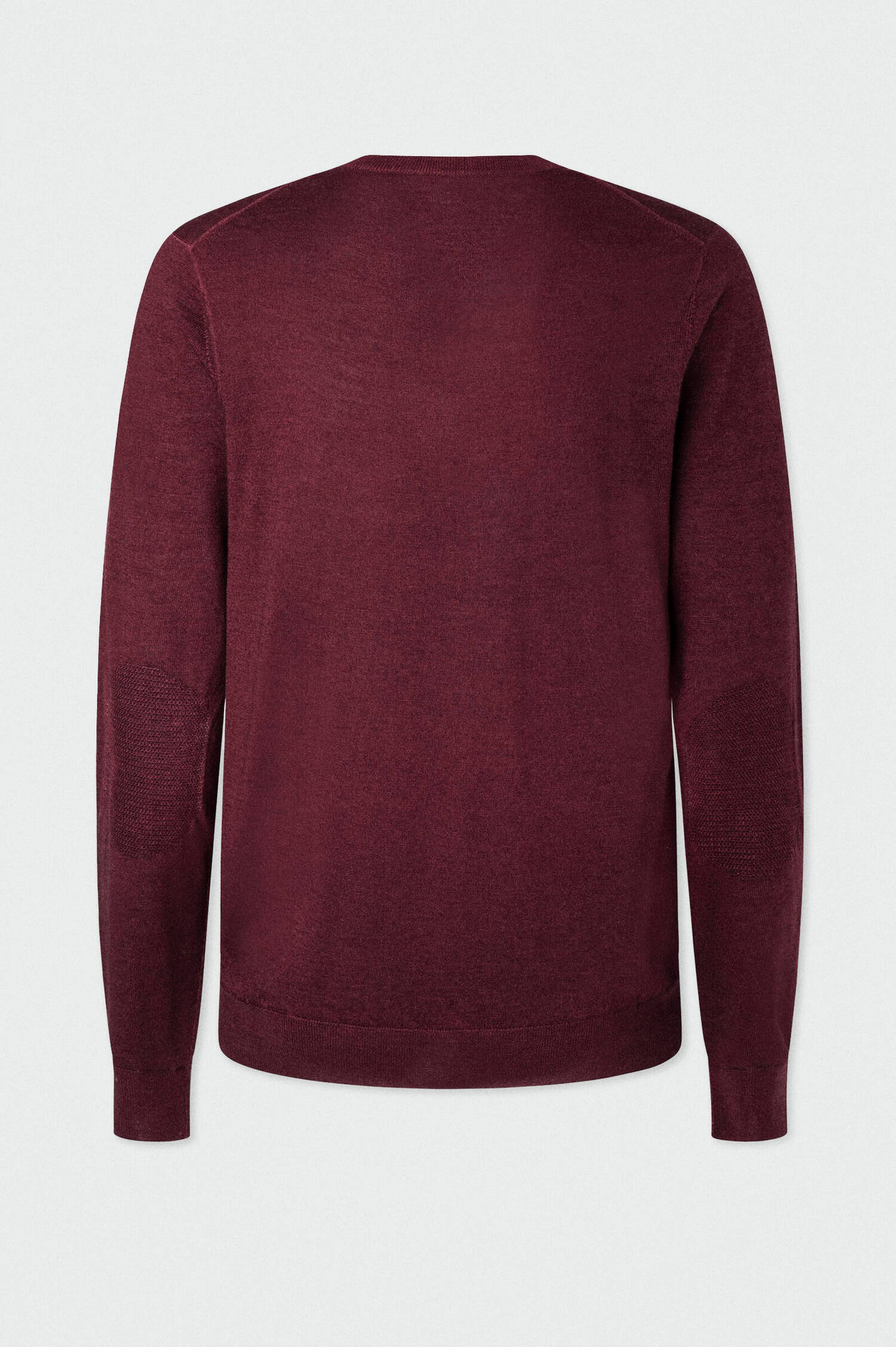 V-Pullover aus Merinowolle und Seide in Weinrot