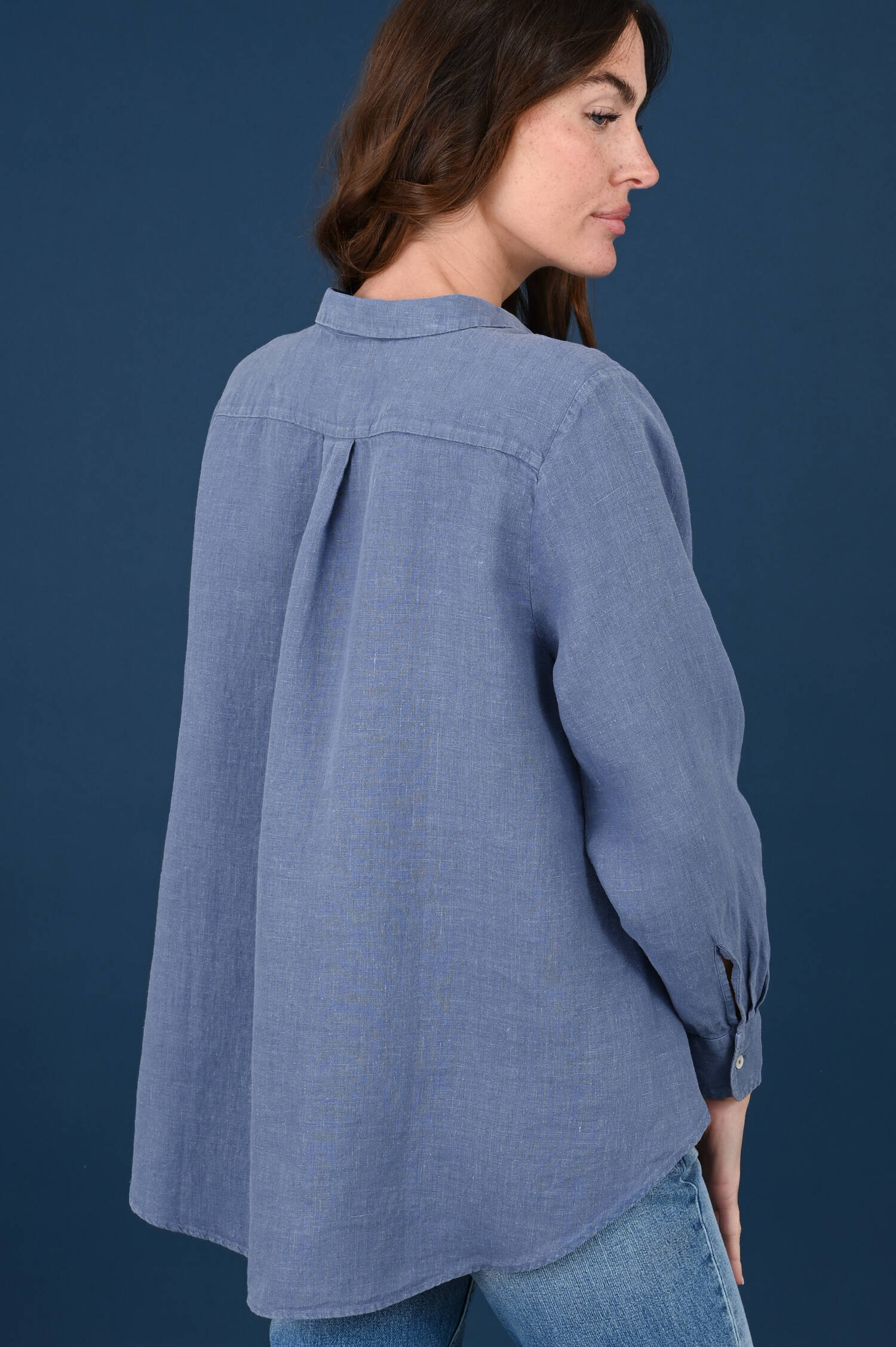 Leinenbluse in Surfblue