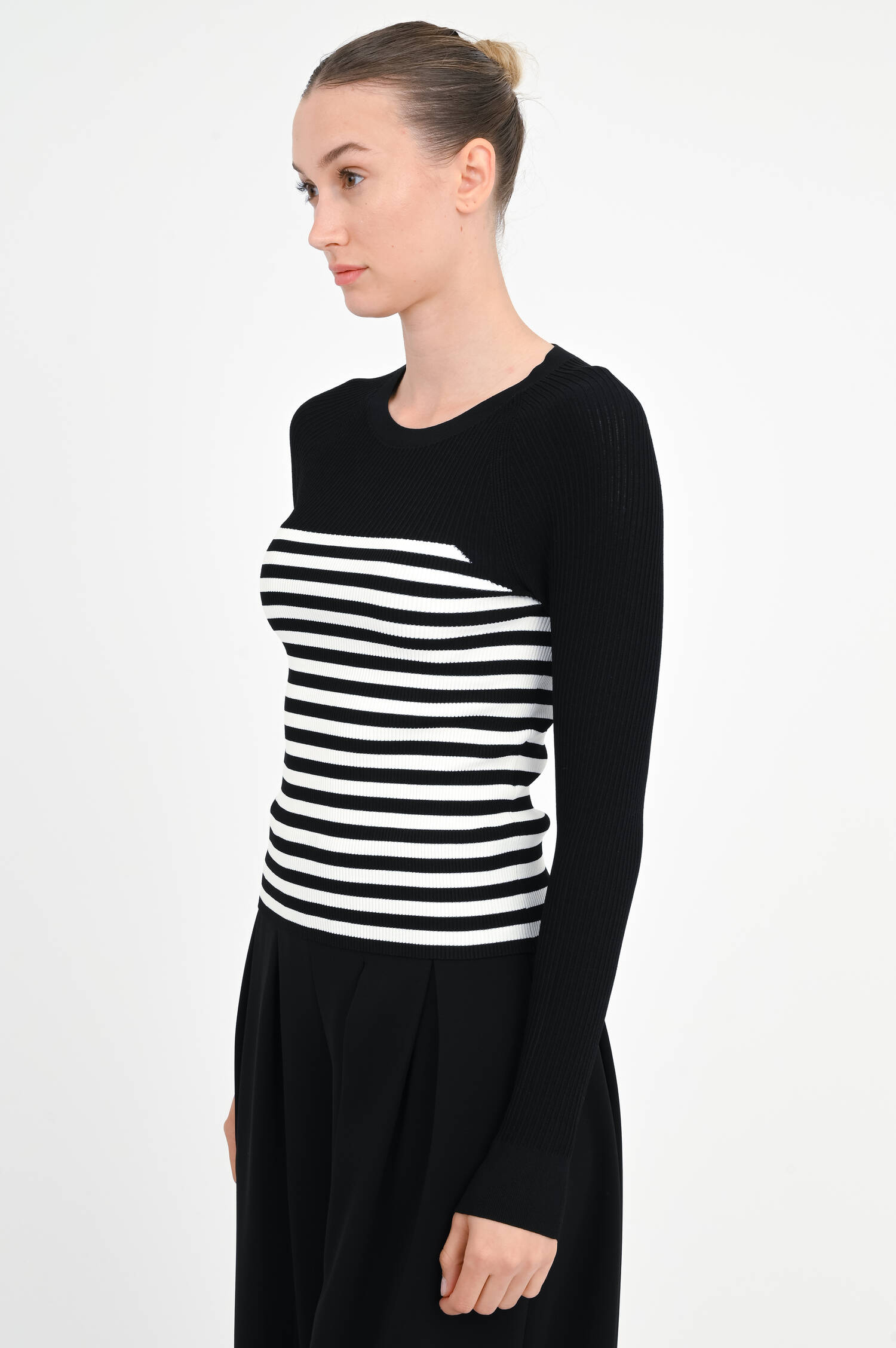 Gestreifter Pullover BRAISE in Schwarz/Weiß