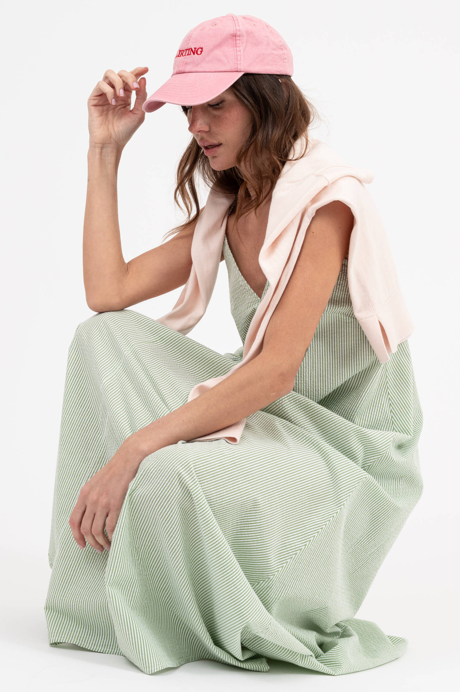 Basecap mit Stick in Rosa