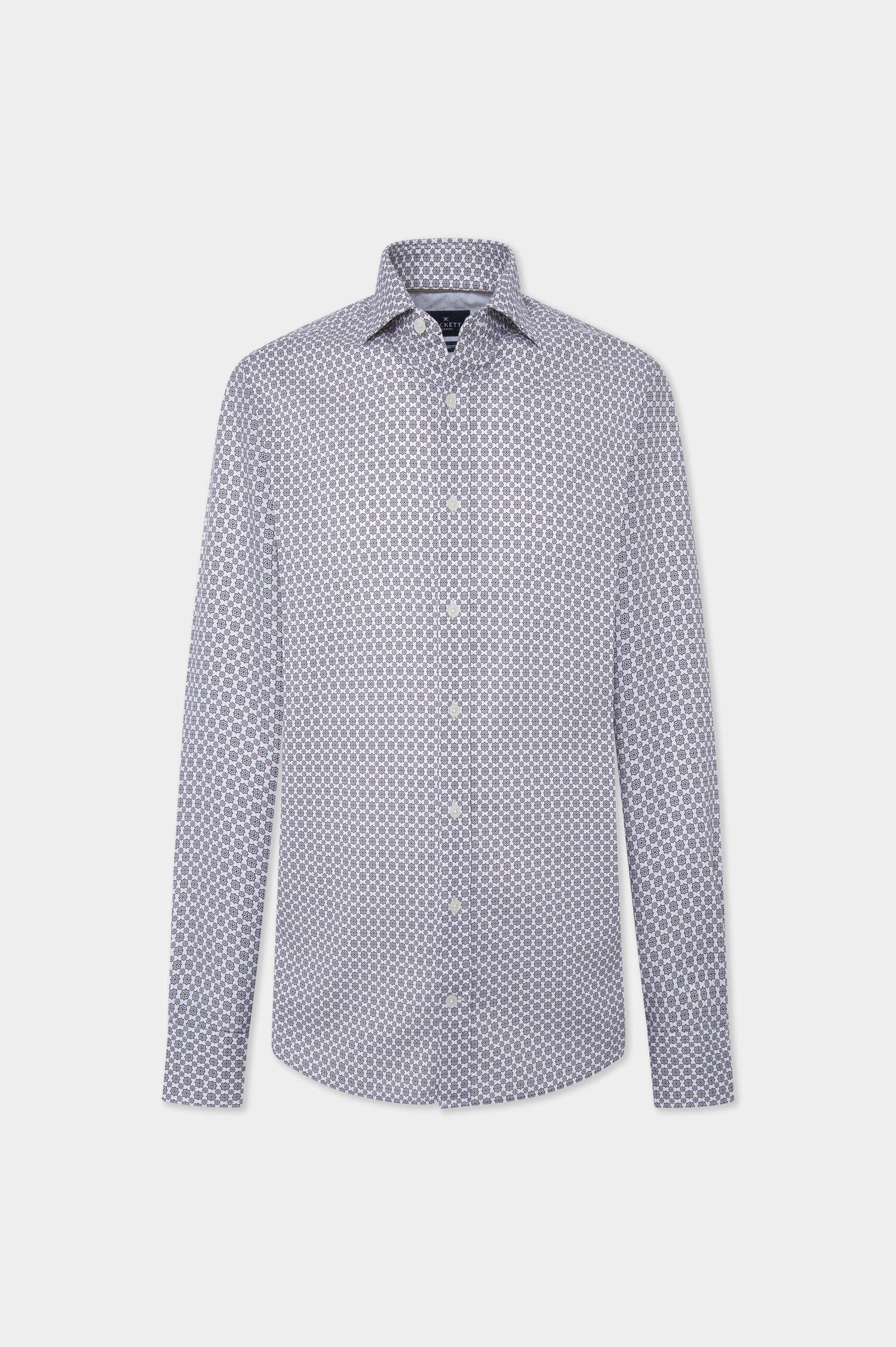 Gemustertes Baumwollhemd in Braun/Weiß