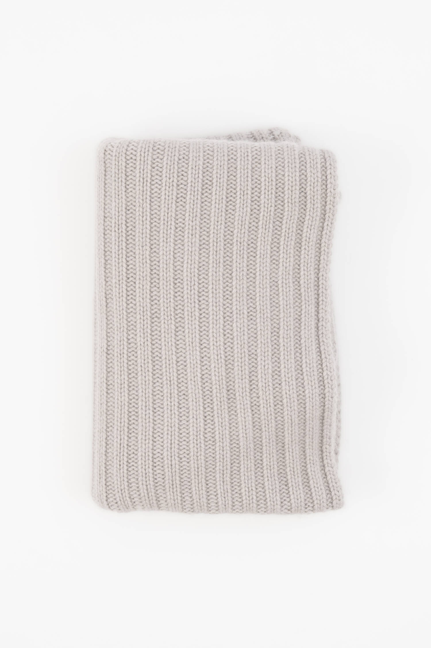 Cashmere-Rippstrick-Schal in Hellgrau