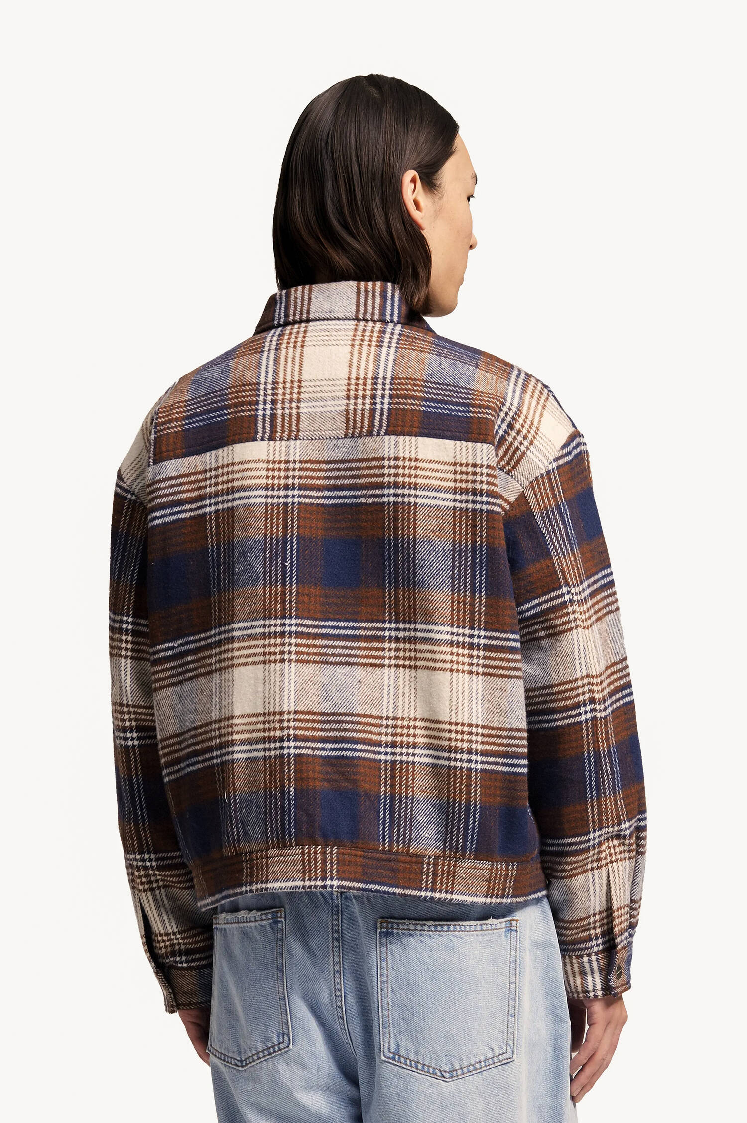 Flanell-Jacke in Braun/Navy kariert