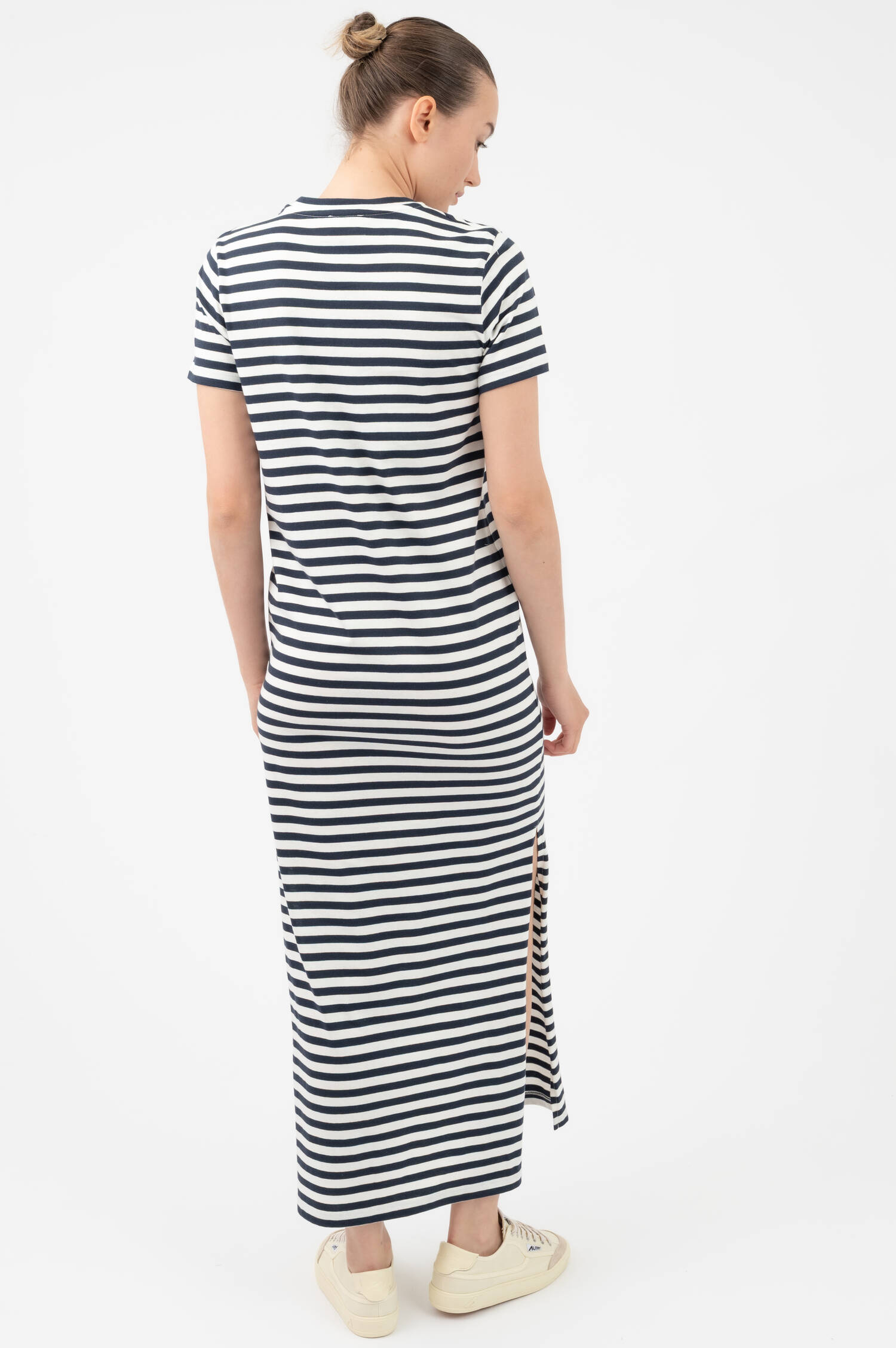 Schlupfshirtkleid in Blau/Weiß