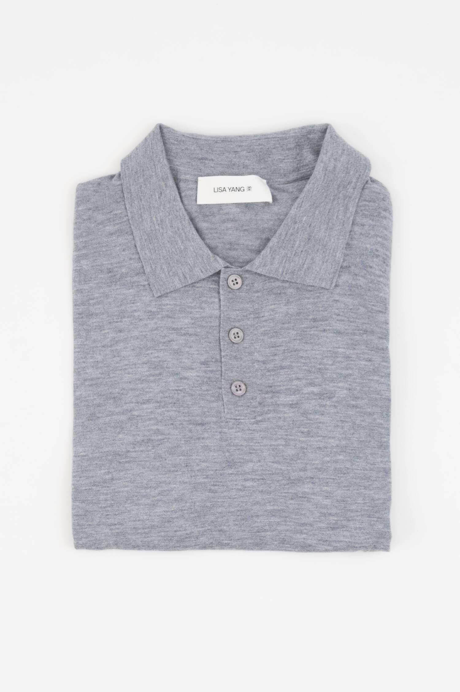 Cashmere Polo-Shirt LIAM in Grau meliert