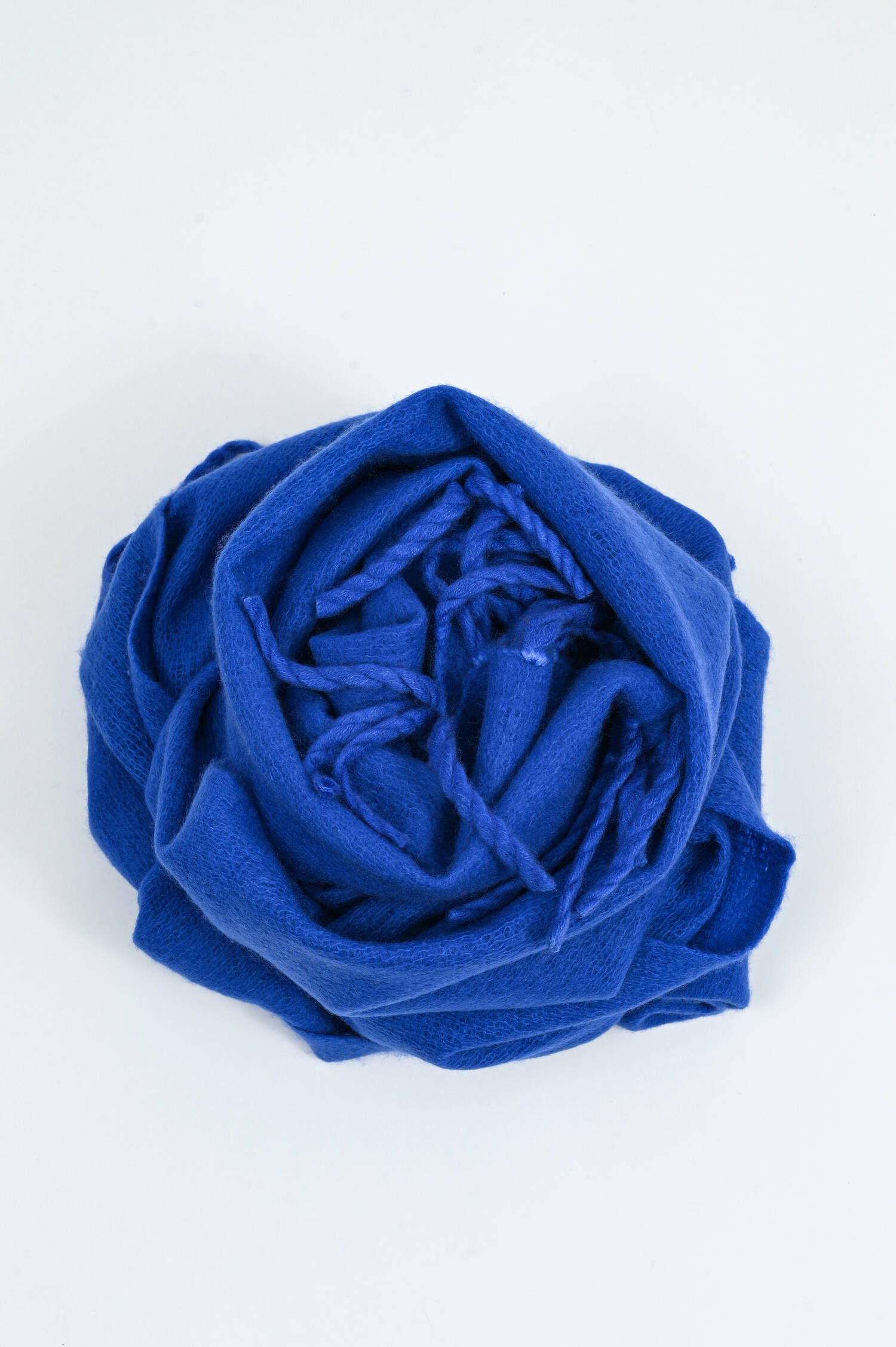 Cashmere-Schal mit breiten Fransen in Blue