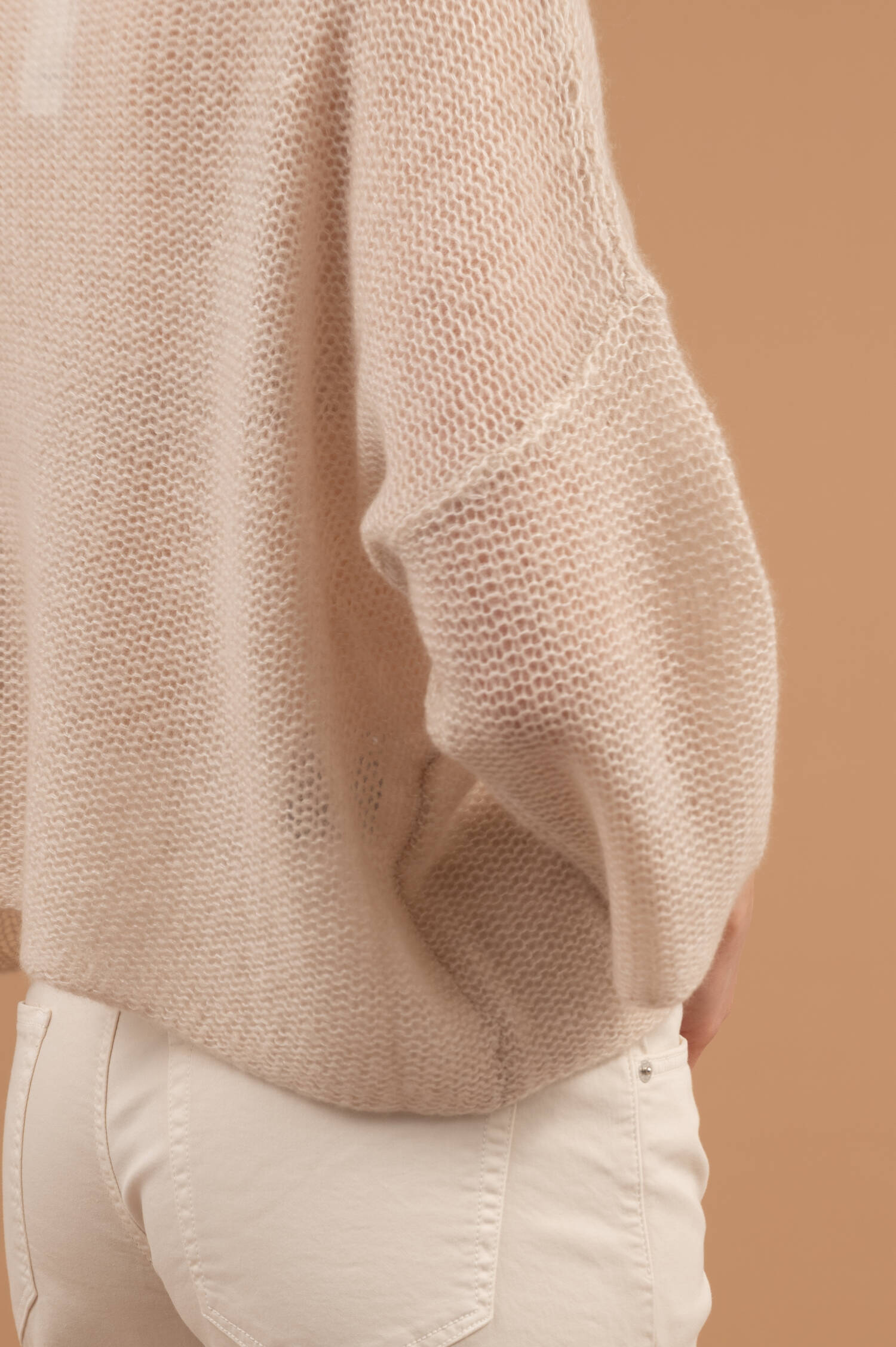 Cashmere-Seiden Pullover in Sandbeige