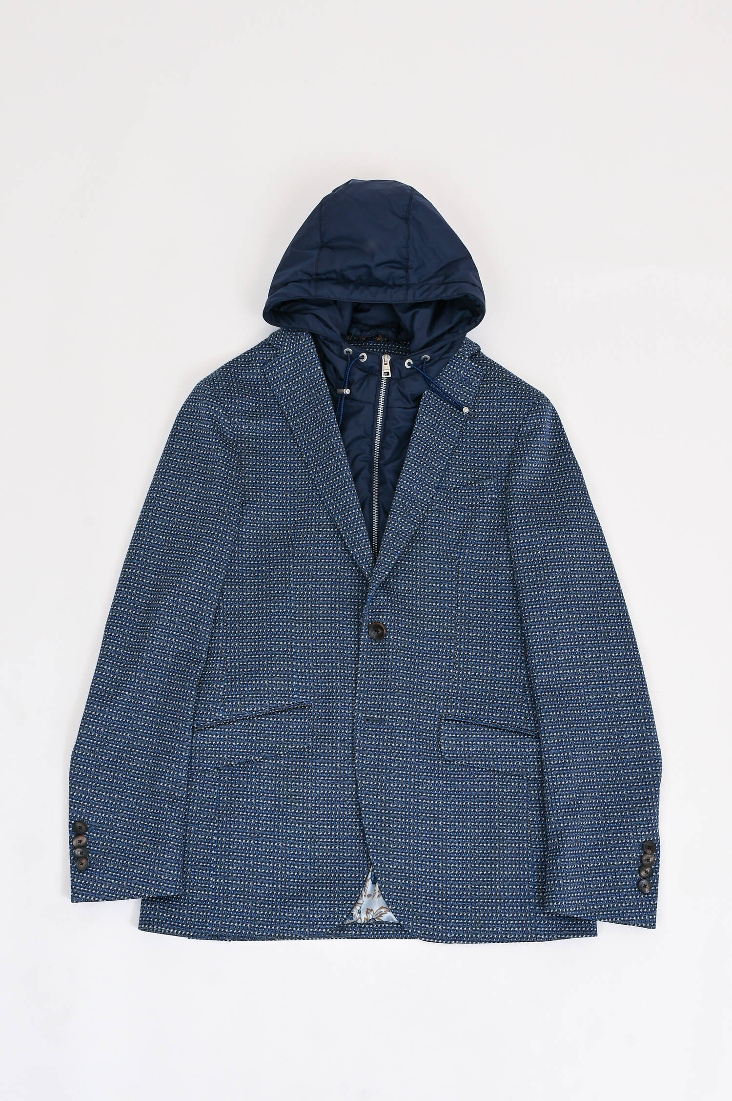 Hybrid-Jacke in Dunkelblau gemustert Hybrid-Jacke in Dunkelblau gemustert