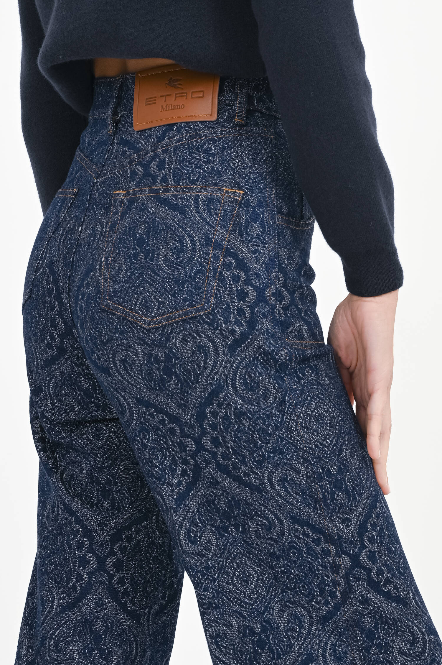 Jaquard Schlaghose in Denim 