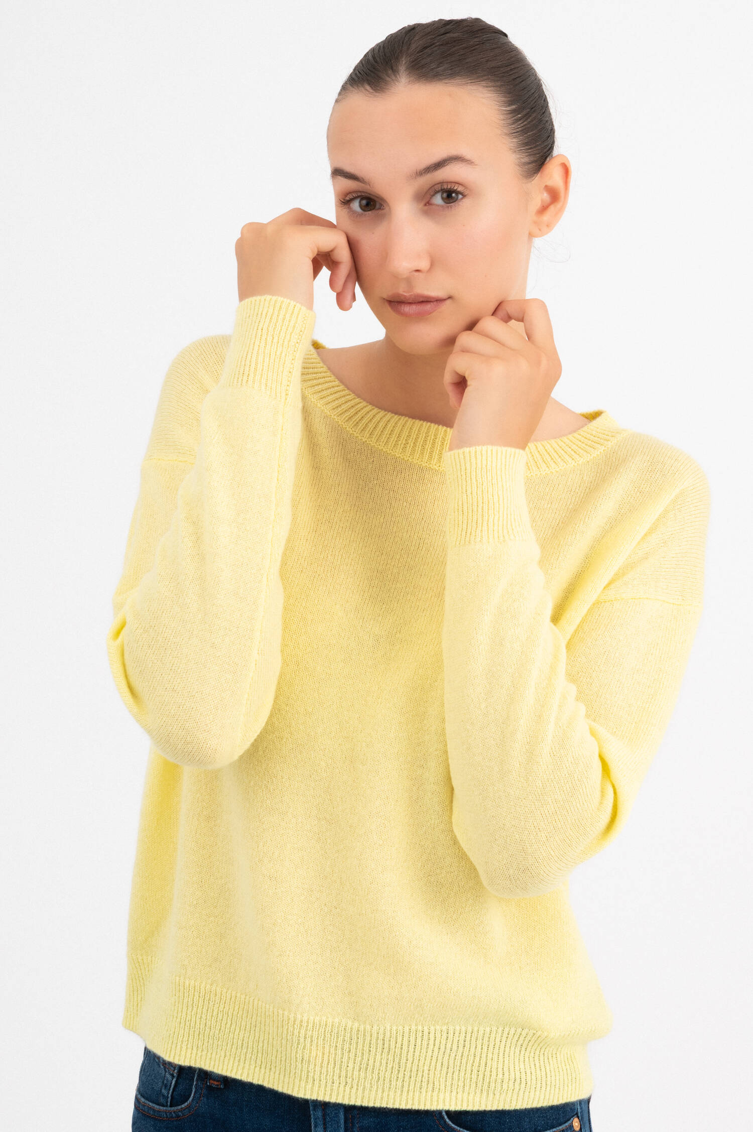 Cashmere-Pullover in Pastellgelb