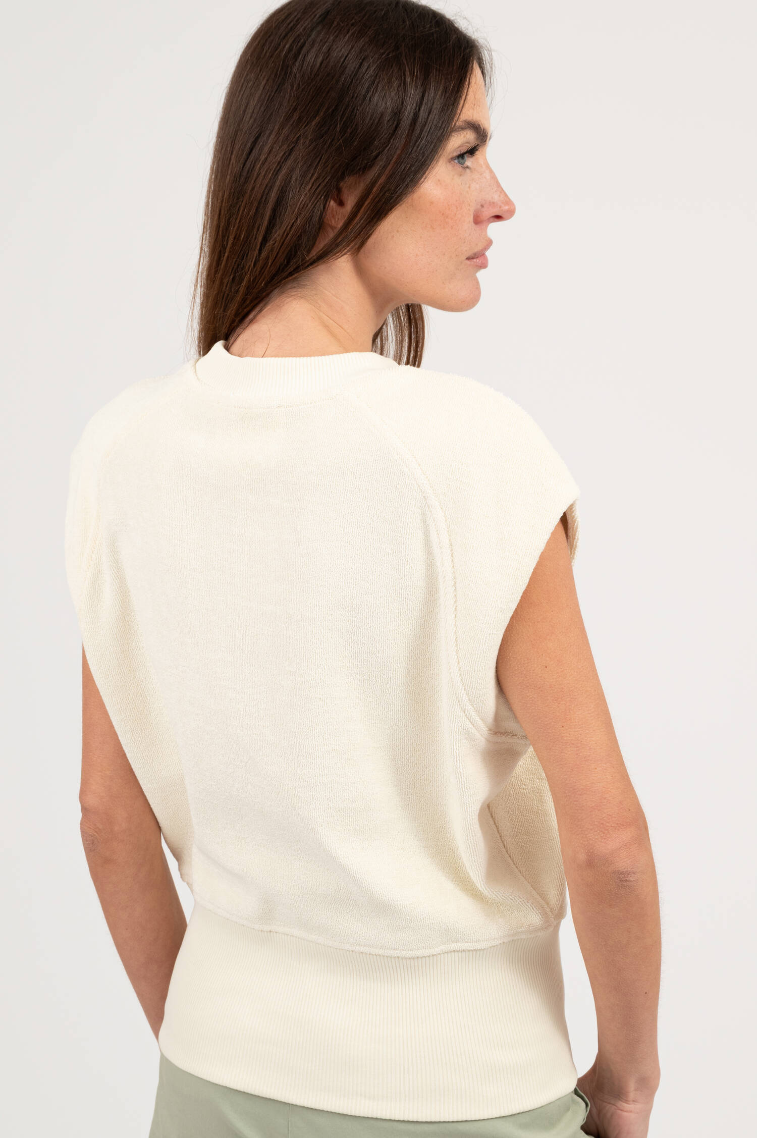 T-Shirt aus Baumwoll-Frottee in Creme