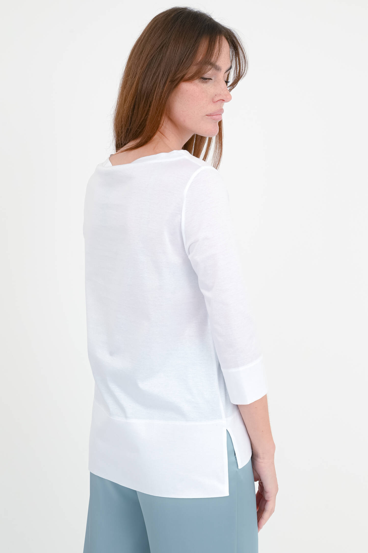 T-Shirt mit 3/4 Arm in Weiß