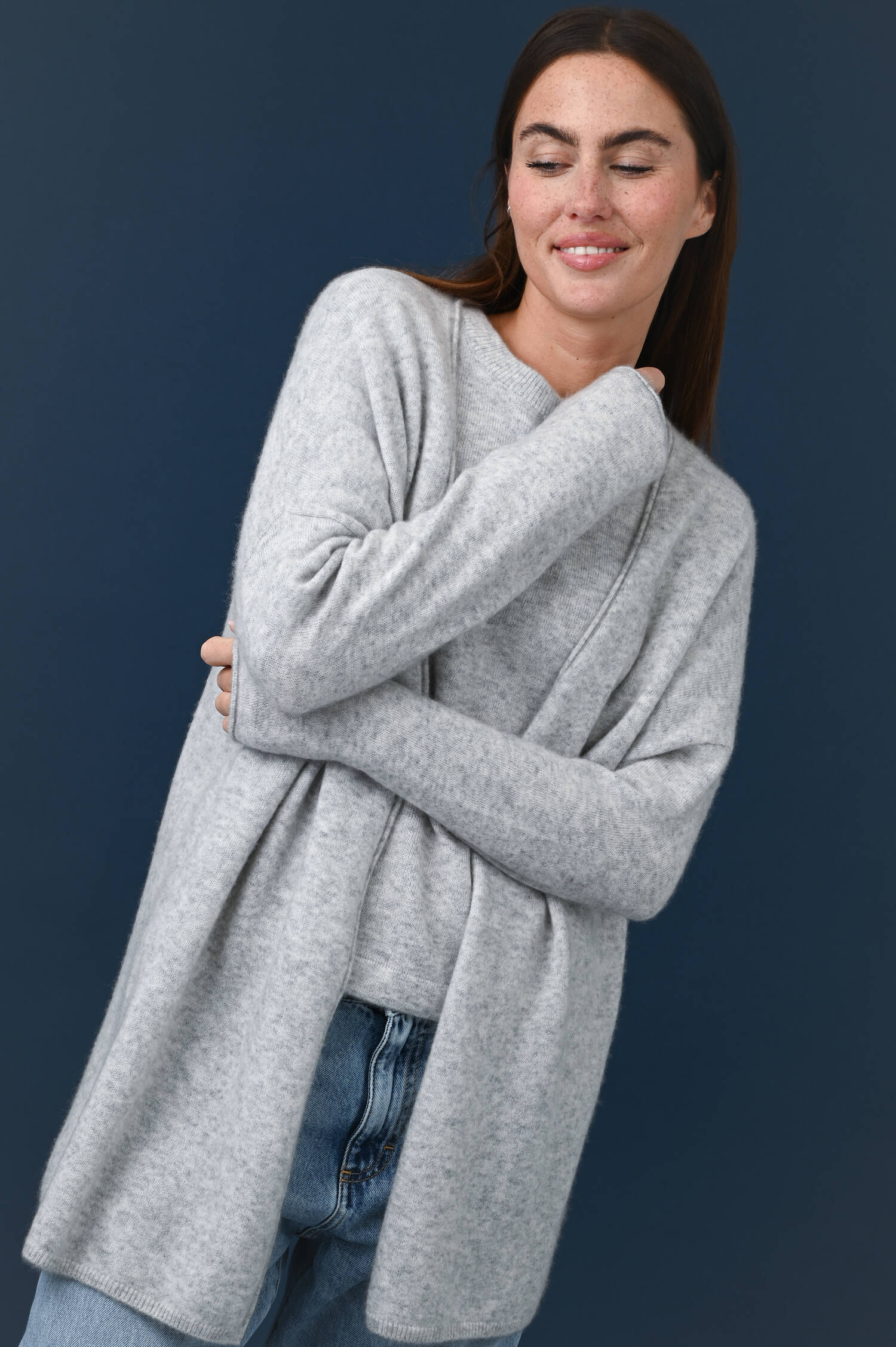 Cardigan aus Cashmeremix in Aluminiumgrau