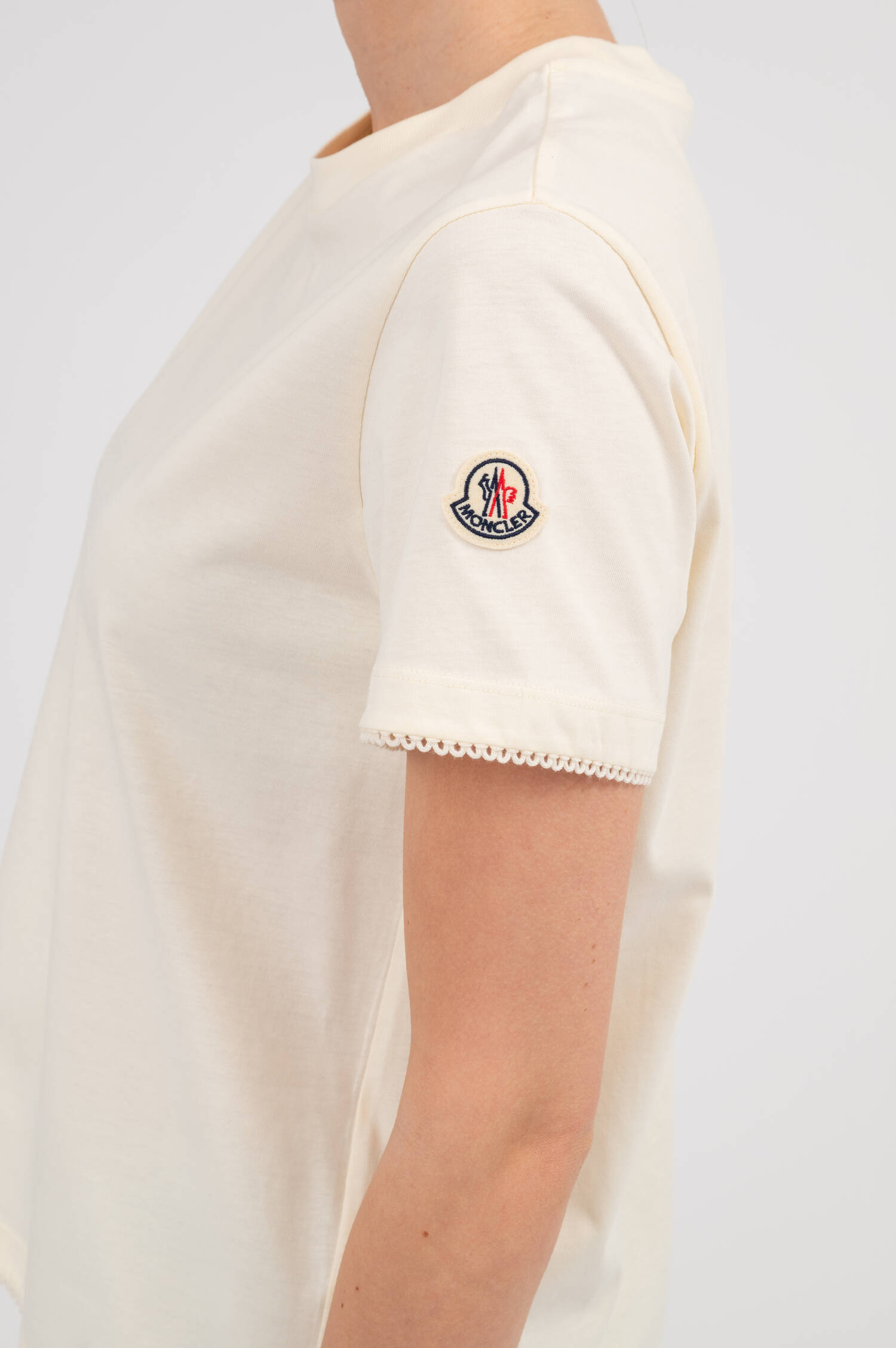 T-Shirt mit Pico-Kante in Creme