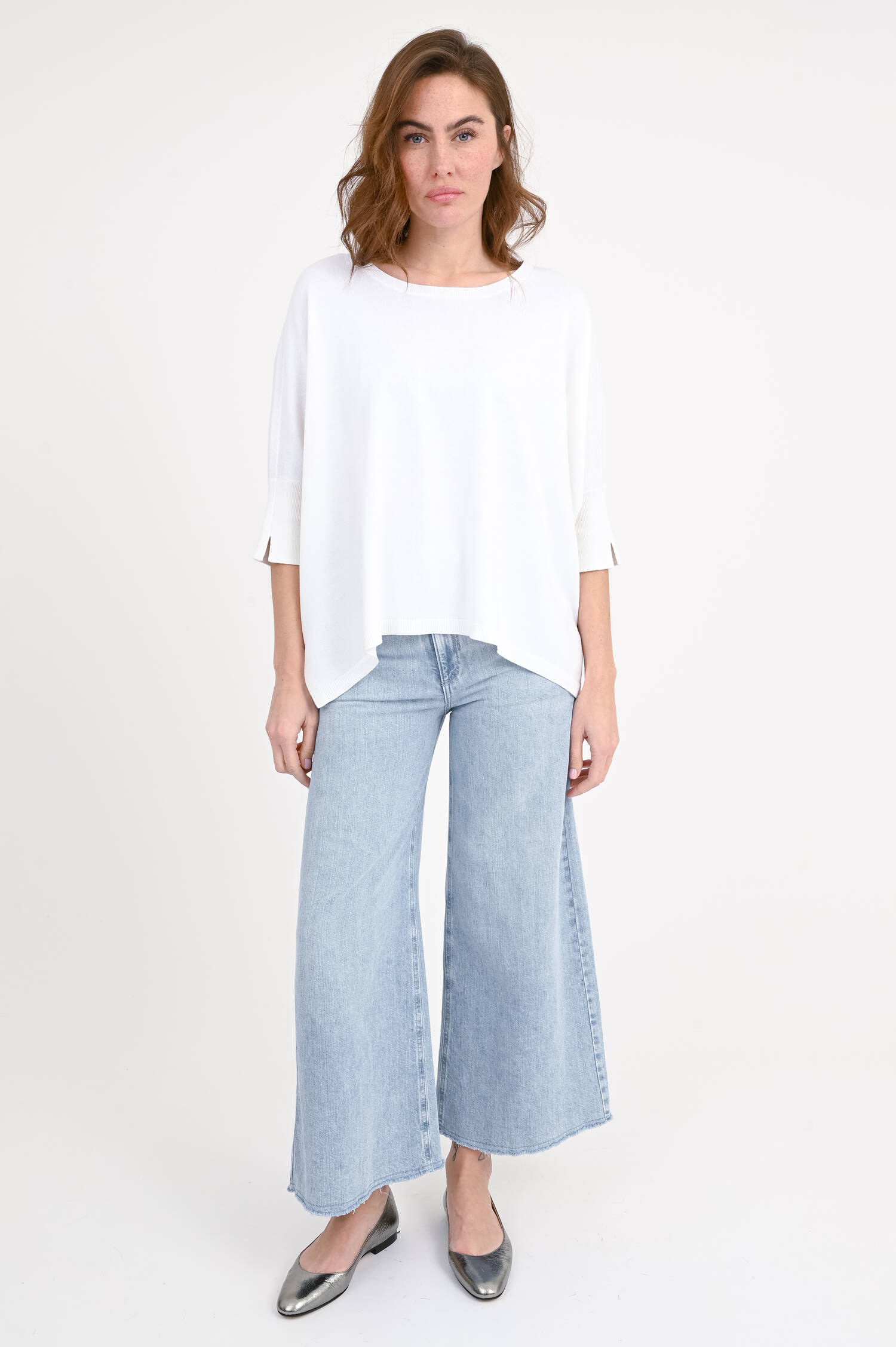 Pullover aus Baumwoll-Viskose-Mix in Weiß